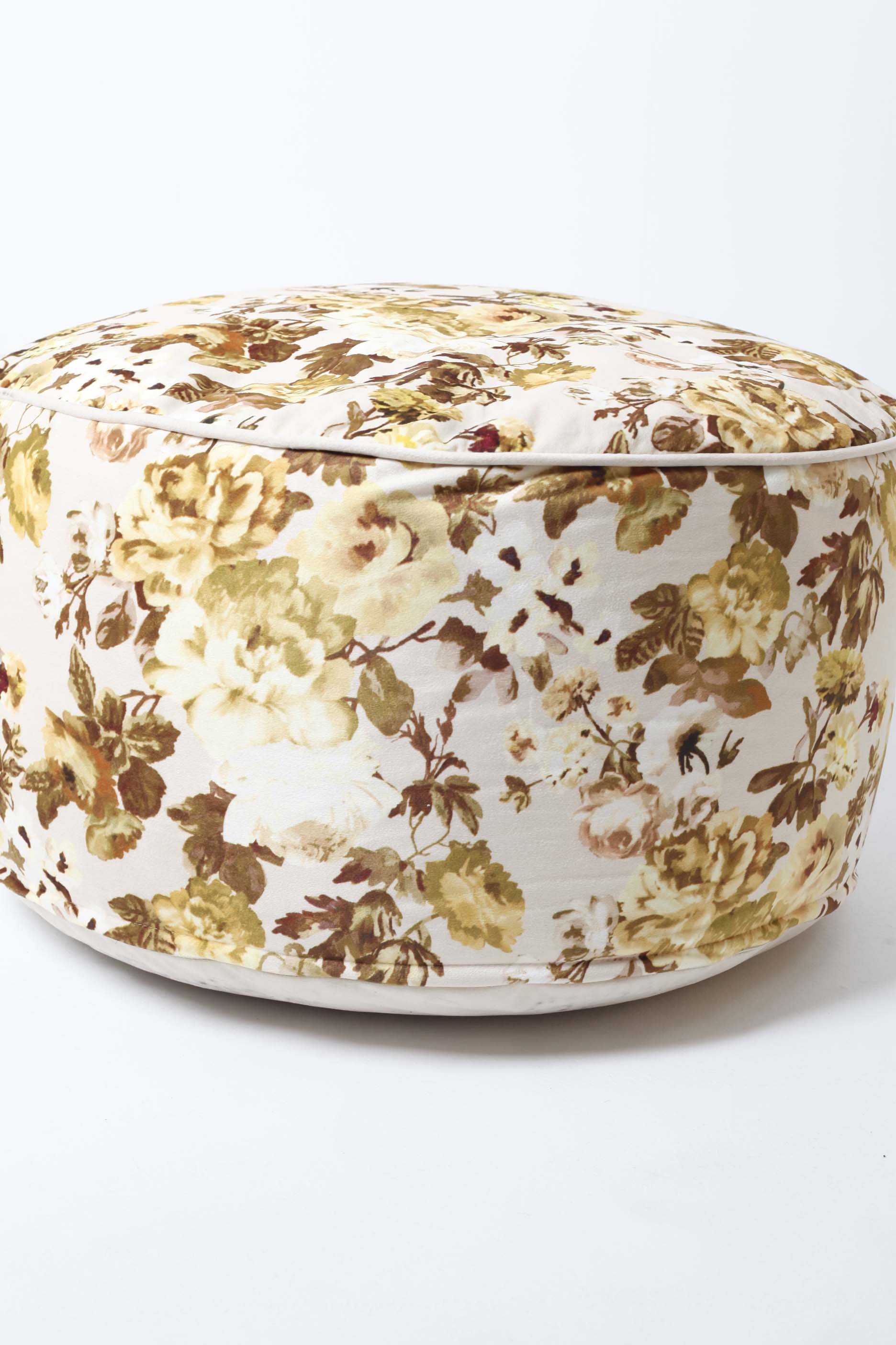 Retro Floral Round Pouf