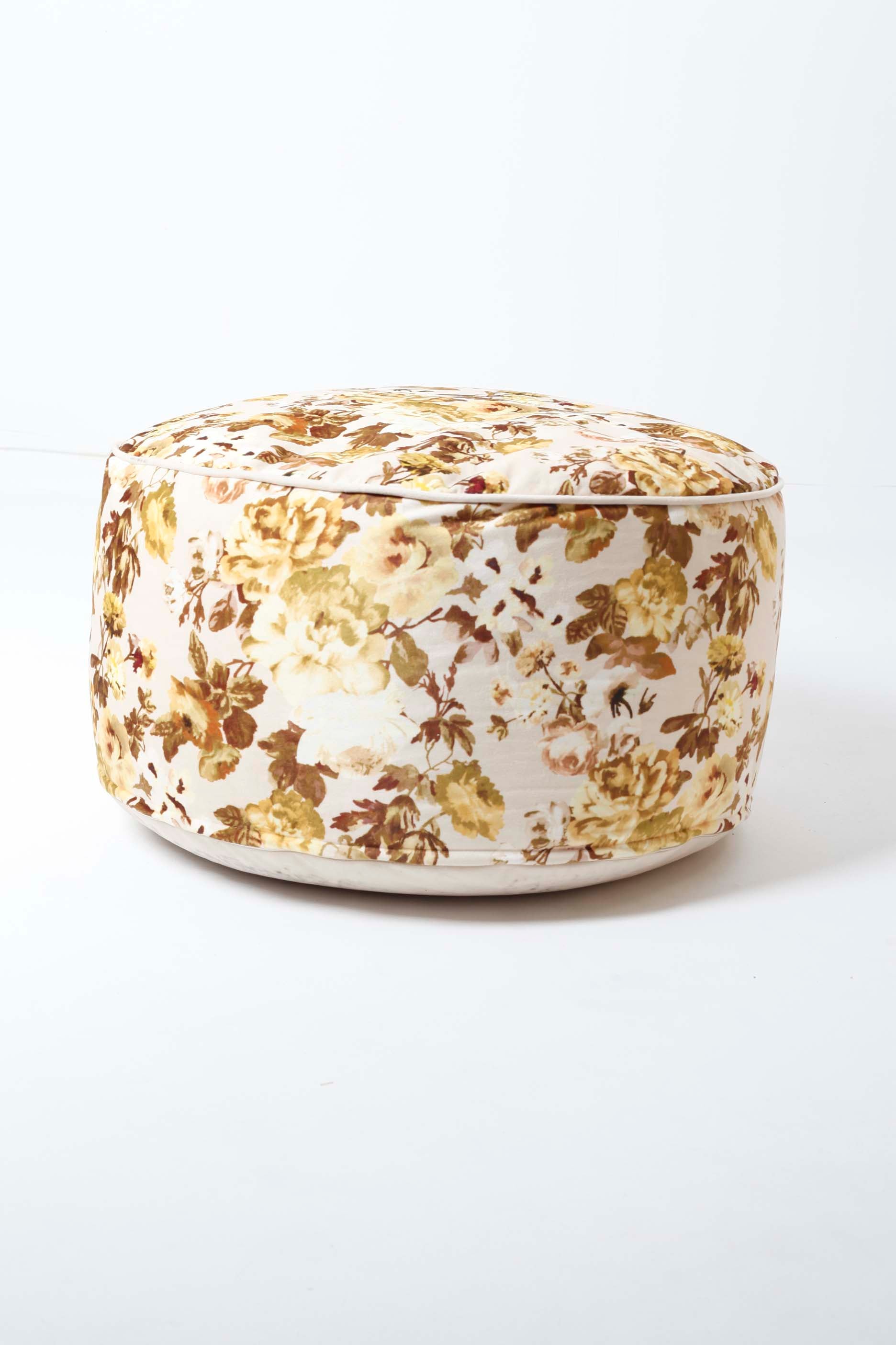 Retro Floral Round Pouf