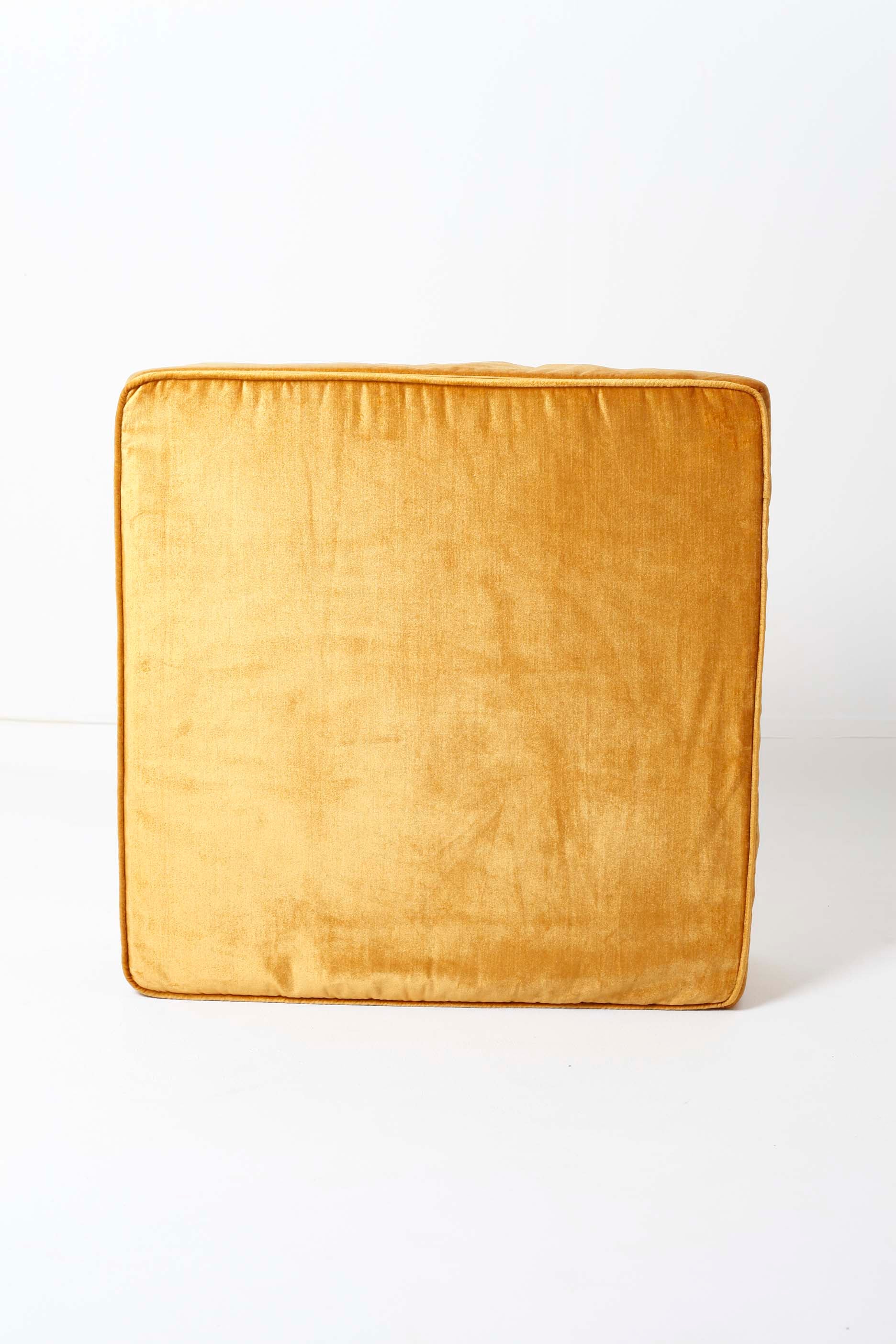 Square Floor Cushion in Velvet Mustard