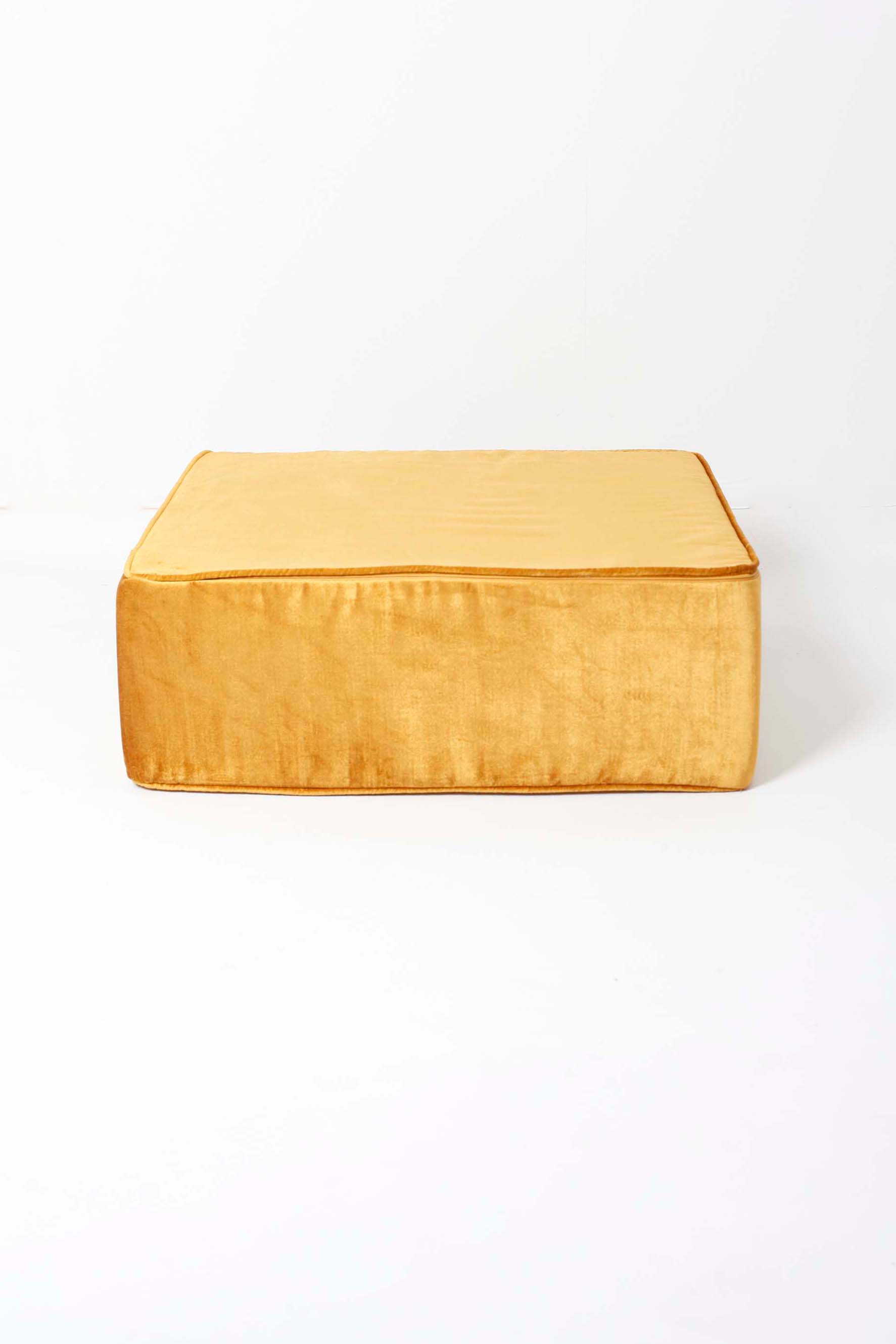 Square Floor Cushion in Velvet Mustard