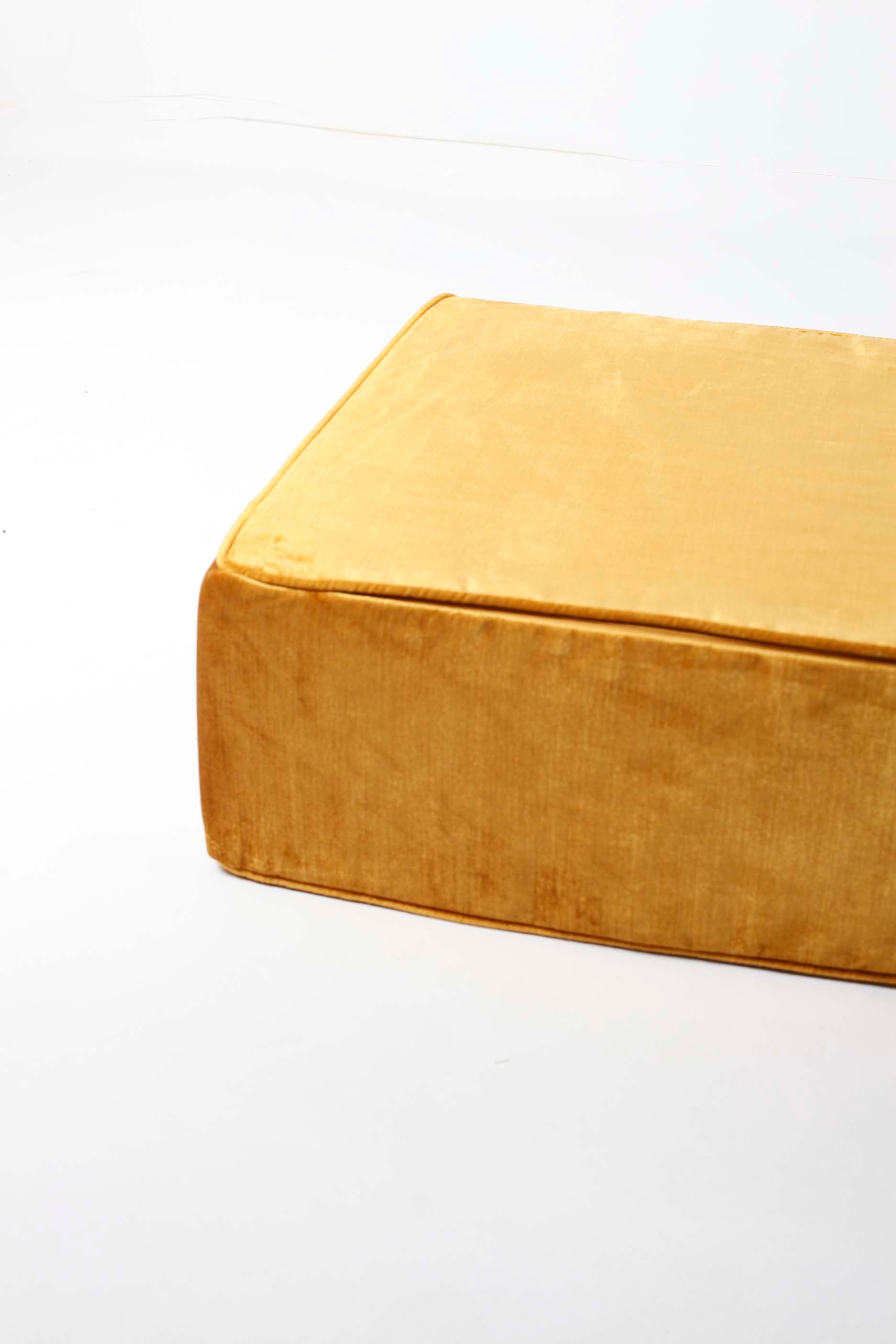 Square Floor Cushion in Velvet Mustard