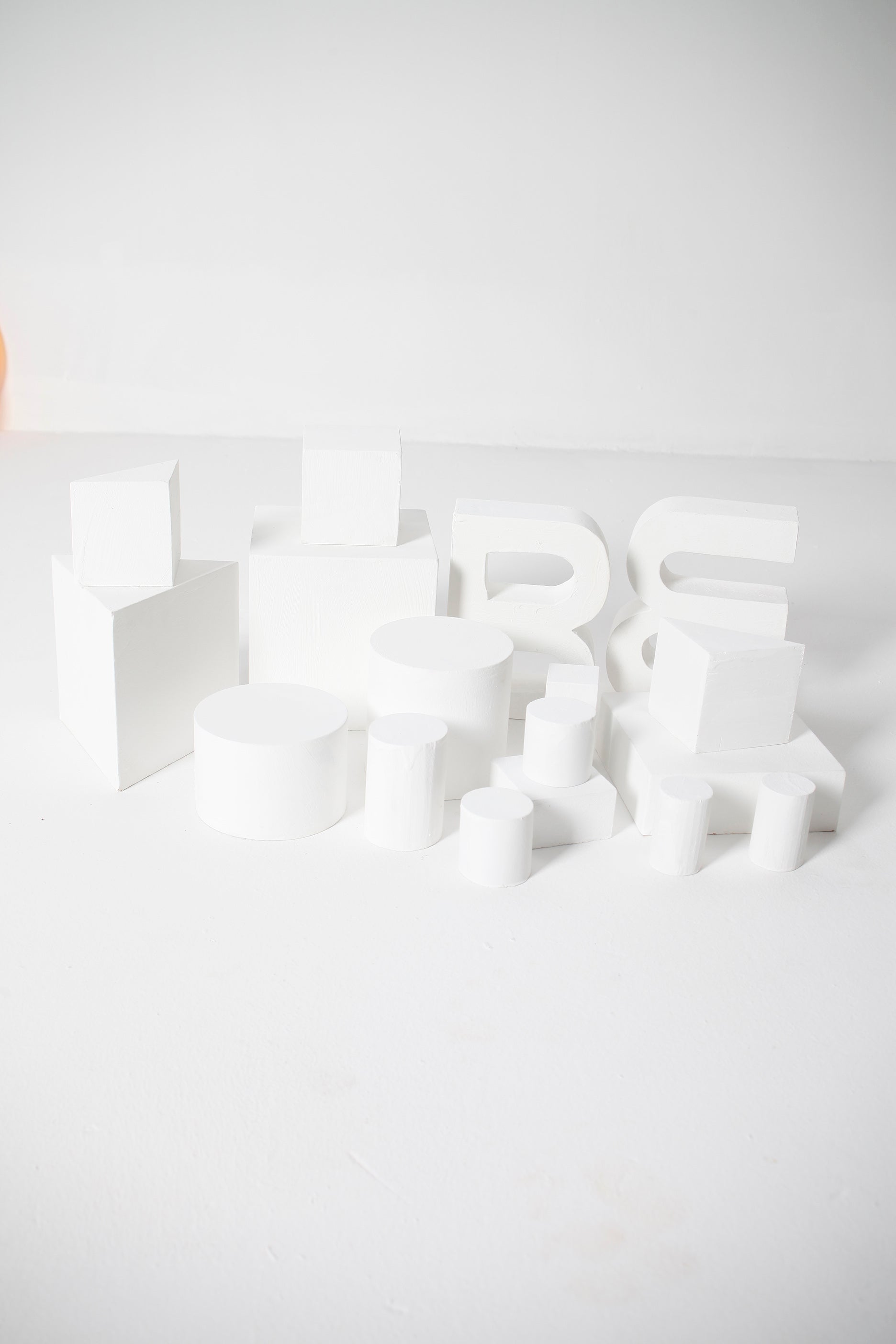 Bundle of Small White Styling Plinths for Still Life (17 pieces)