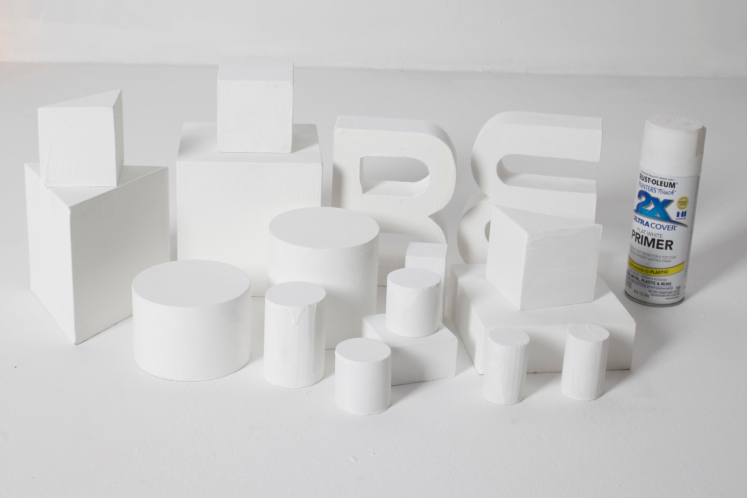 Bundle of Small White Styling Plinths for Still Life (17 pieces)