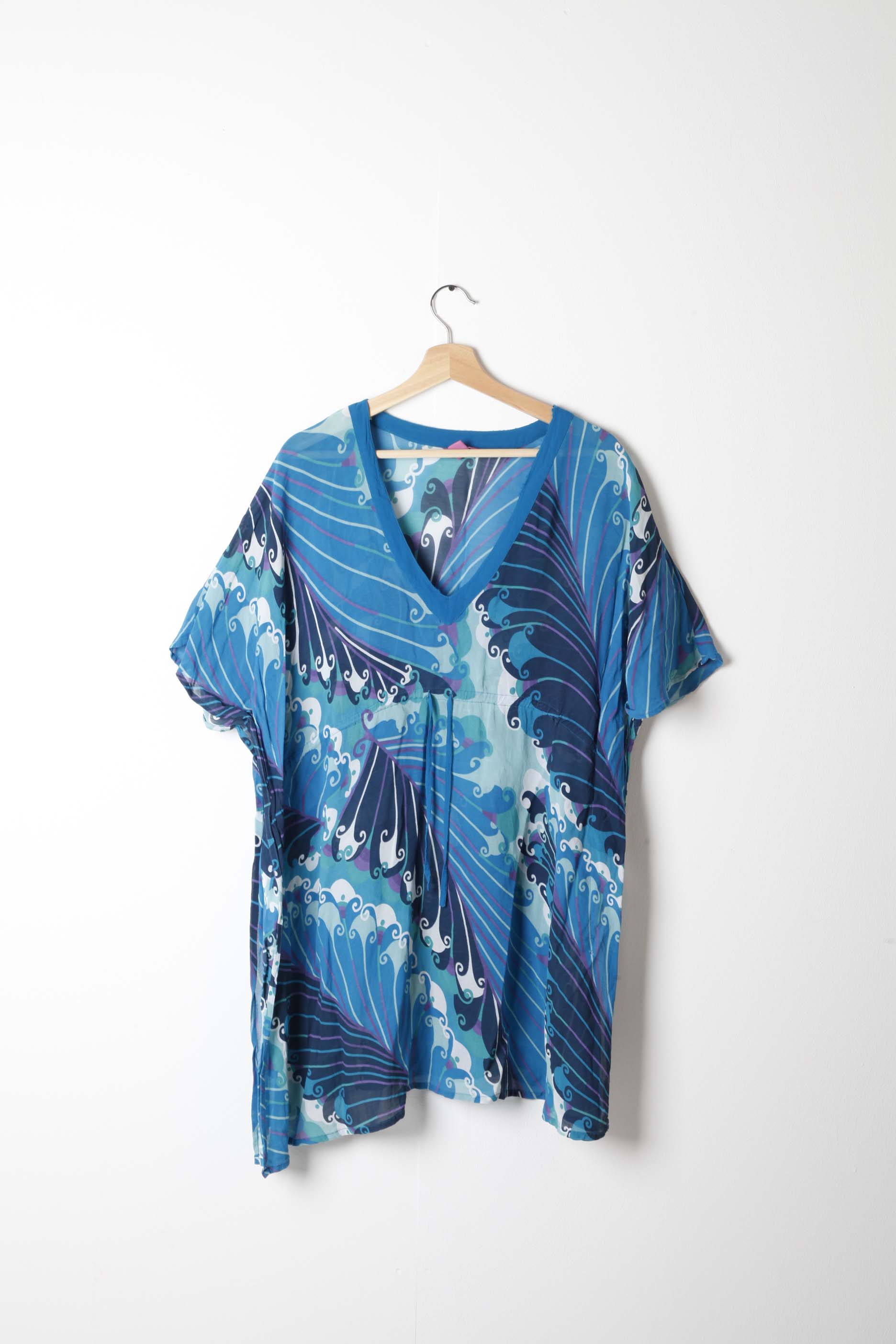 Printed Blue Short Beach Kaftan