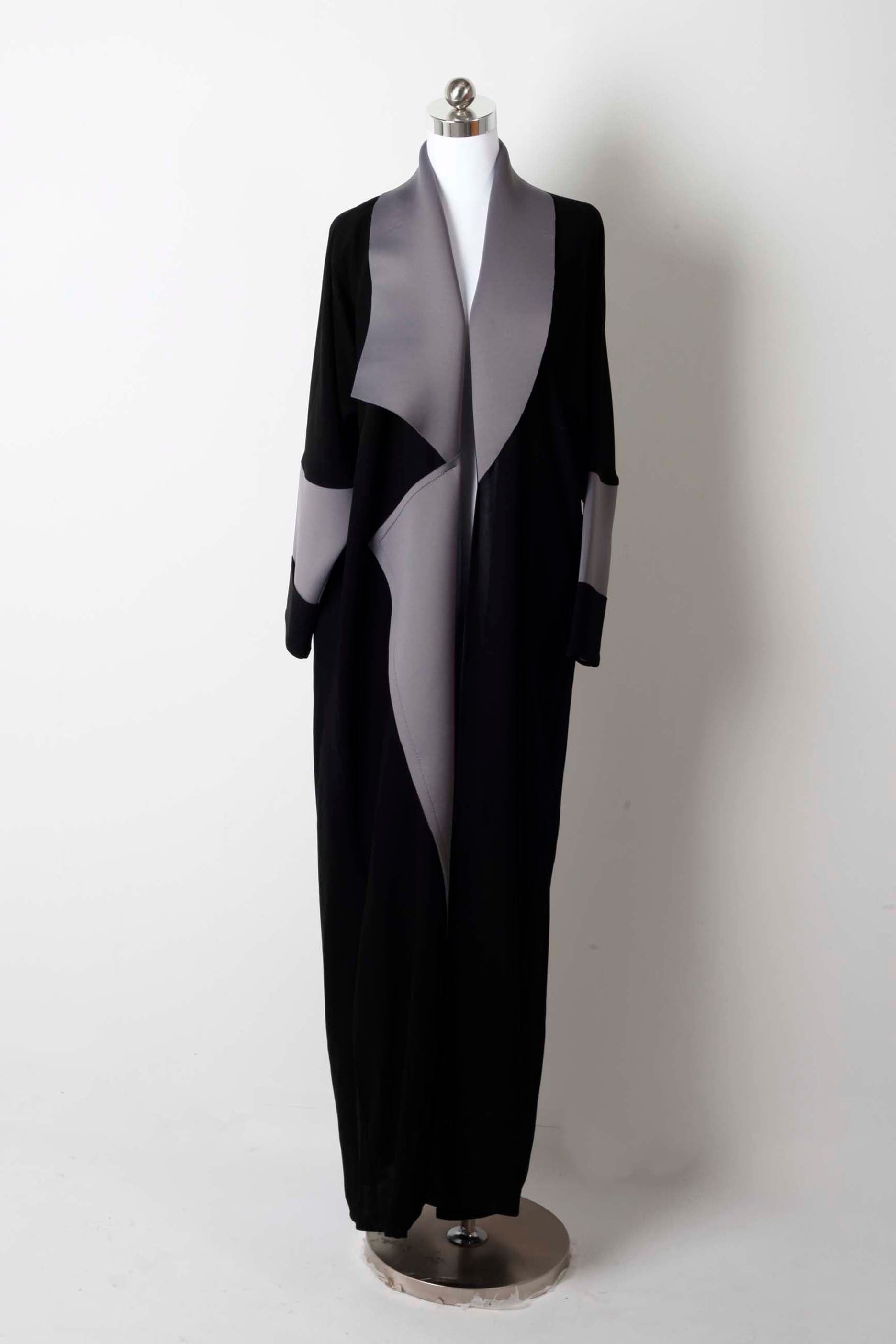 Black and Grey Neoprene Abaya Coat