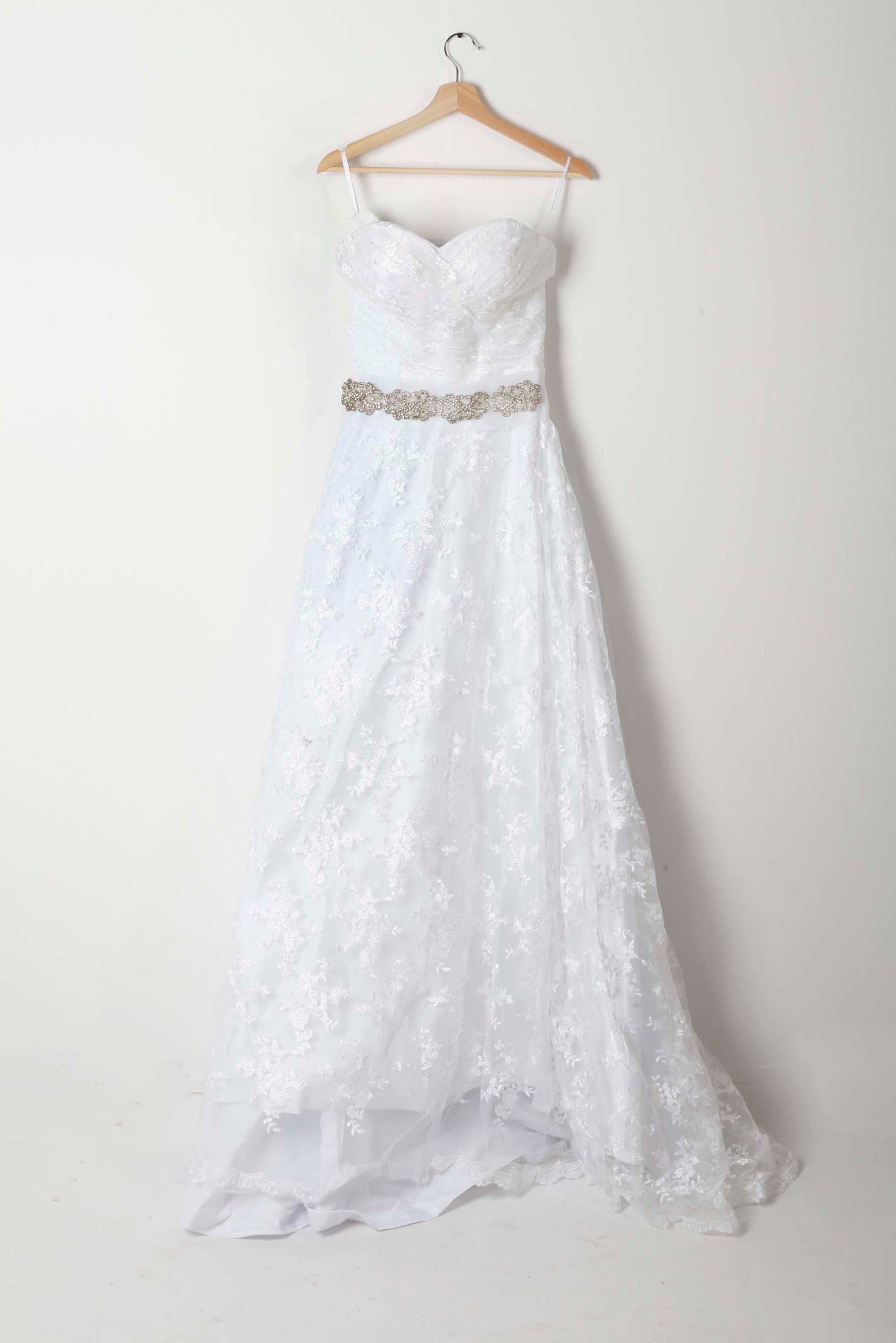 Strapless Wedding Dress with Beaded Belt