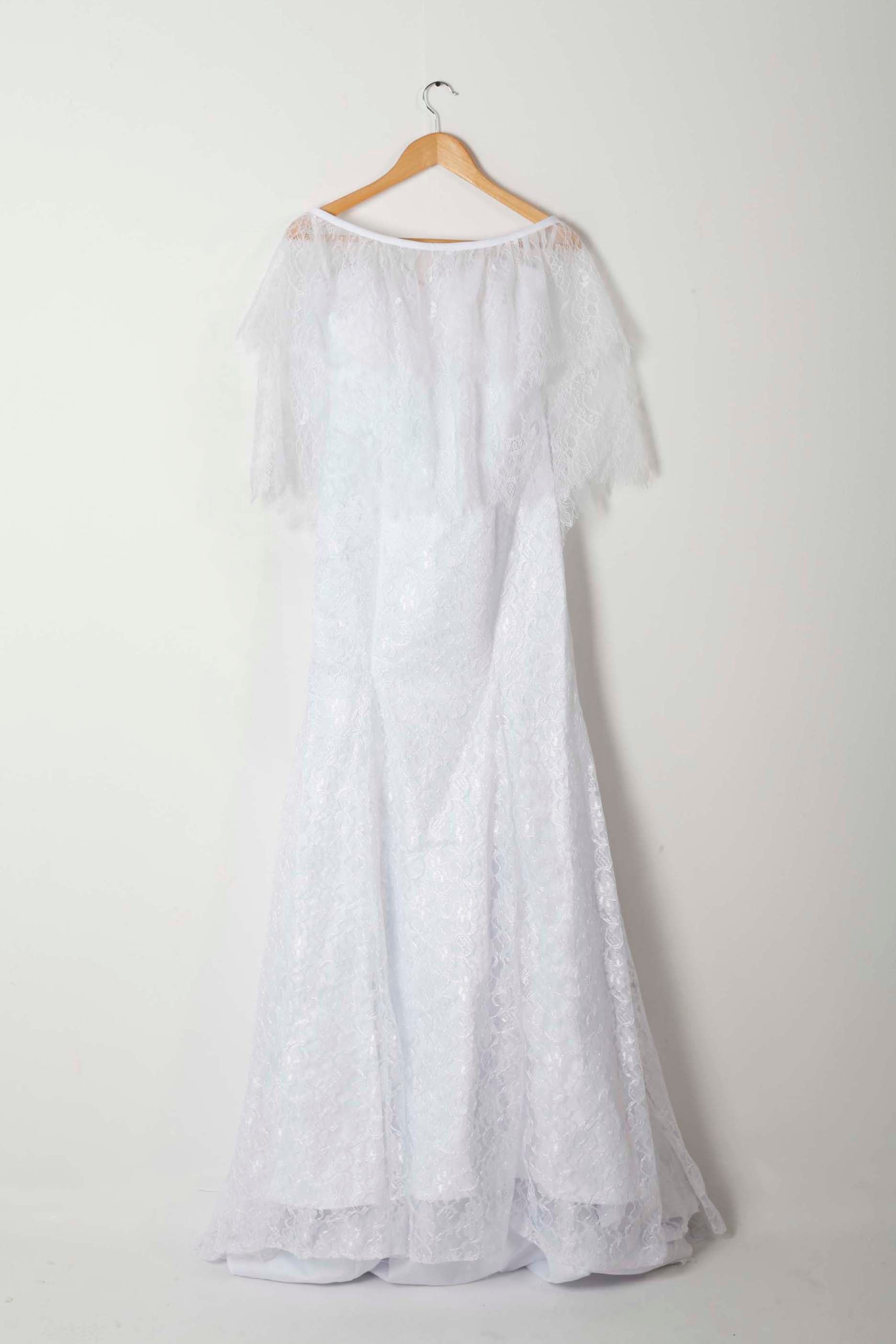 Strapless Wedding Dress with Lace Cape