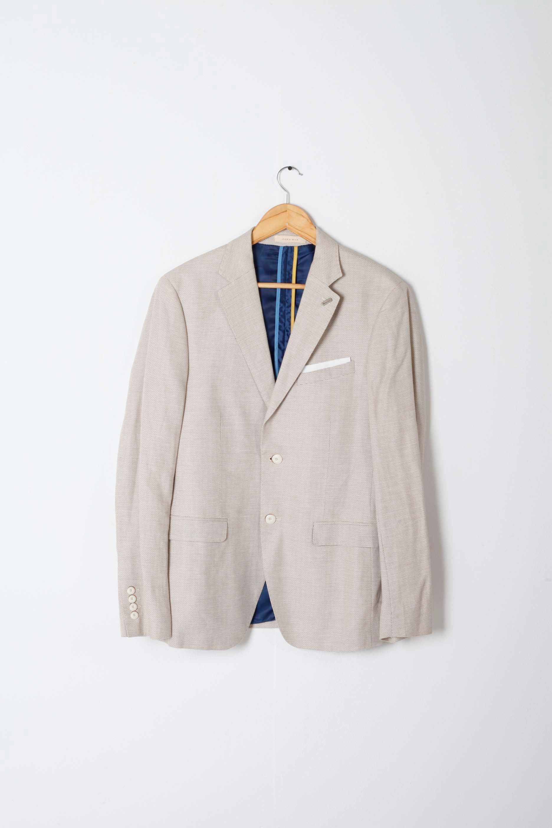 Men's Beige Textured Suit