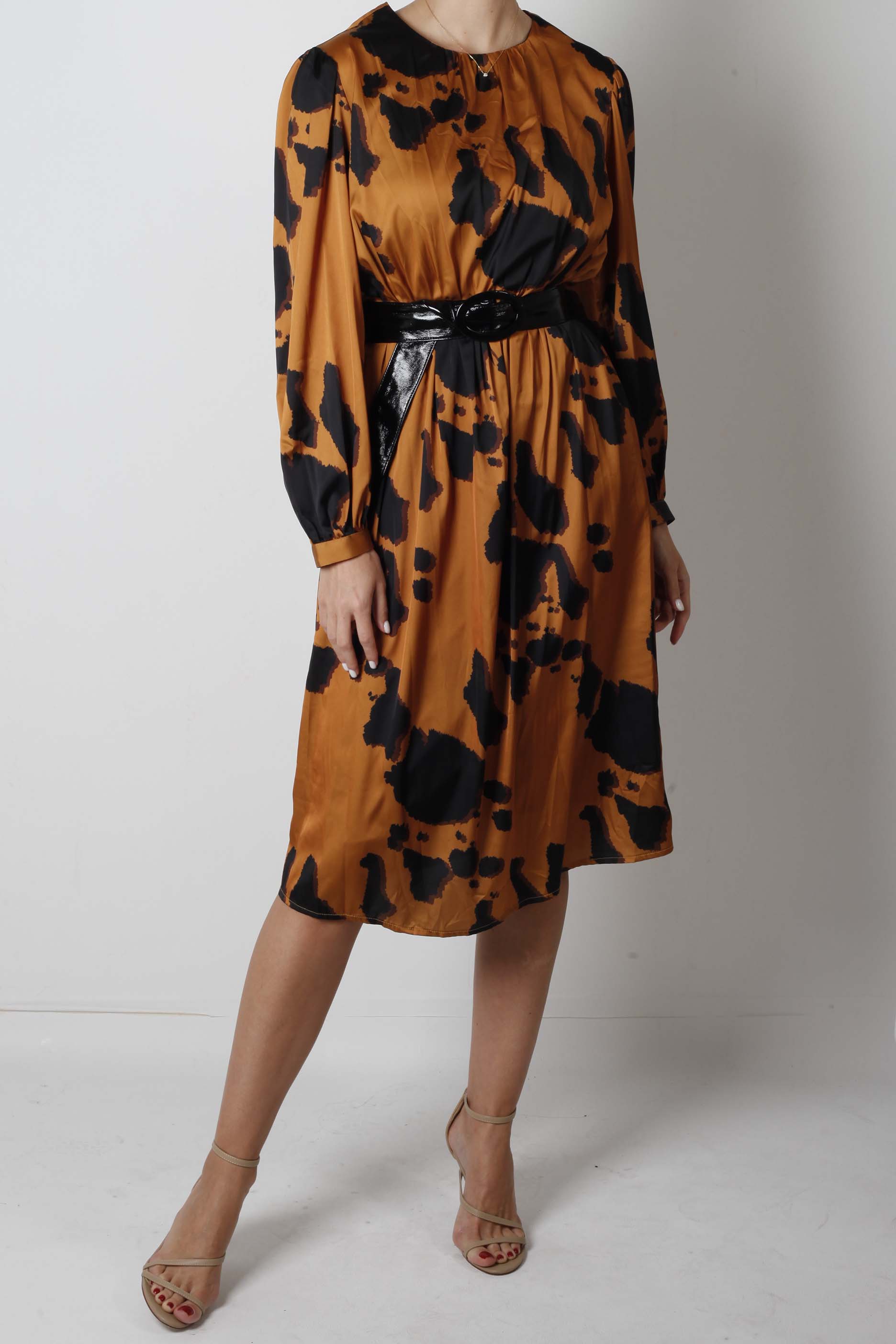 Orange and Black Printed Dress (Eu38)