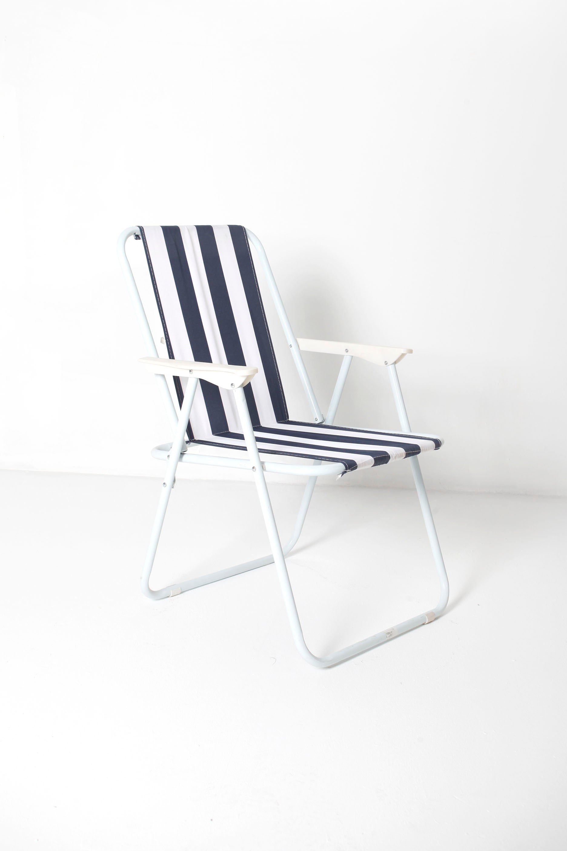 Blue and White Striped Deck Chair