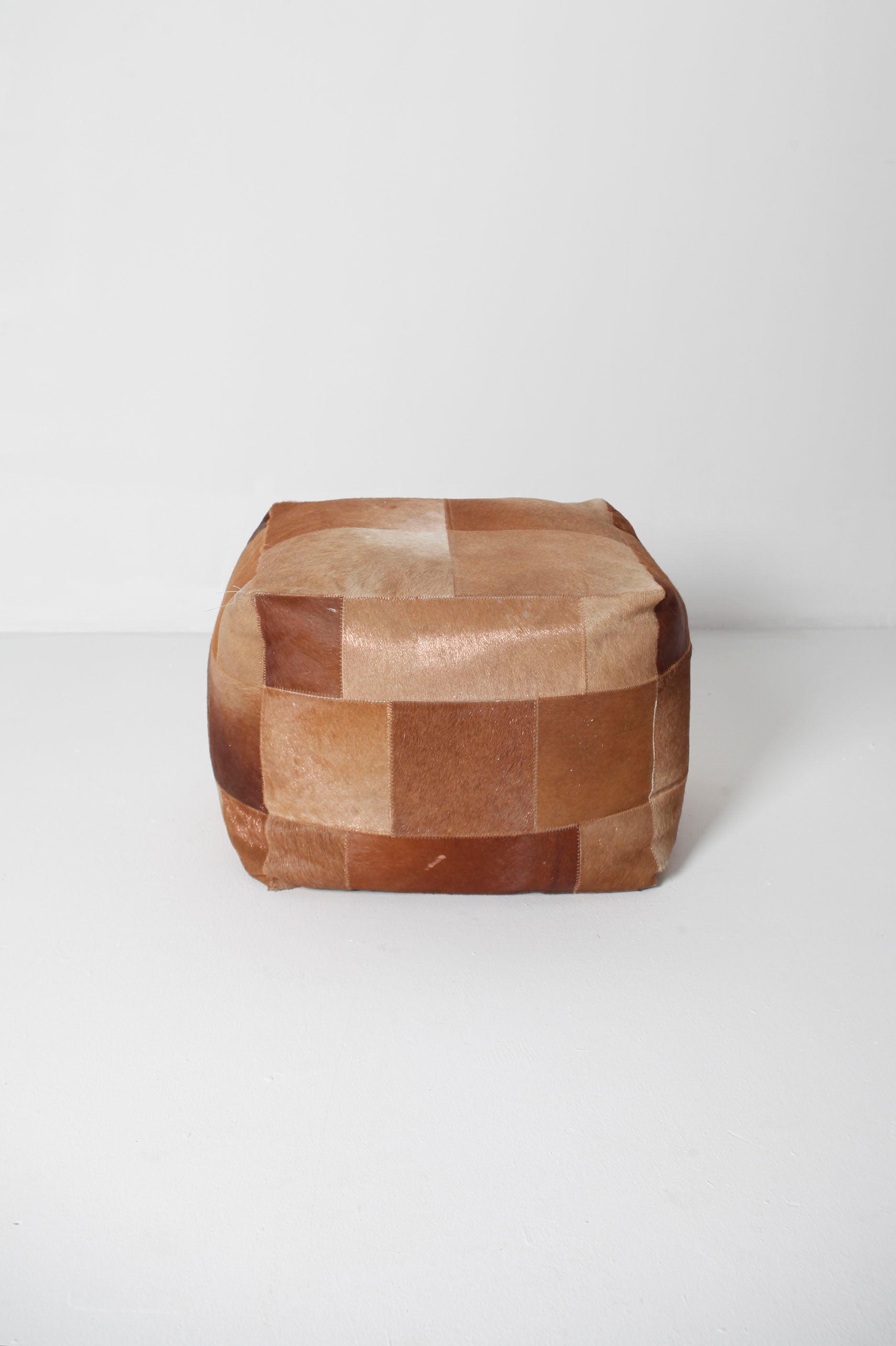 Patchwork Leather Pouf