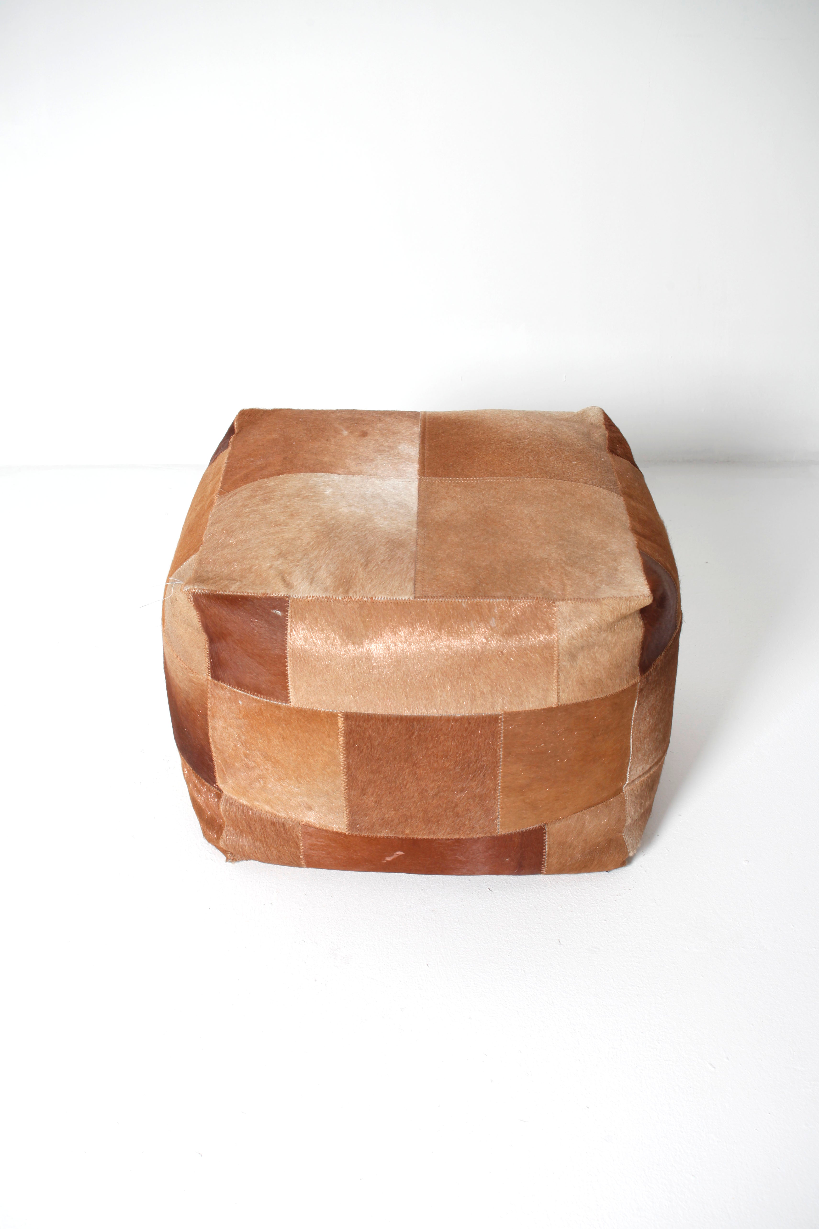 Patchwork Leather Pouf