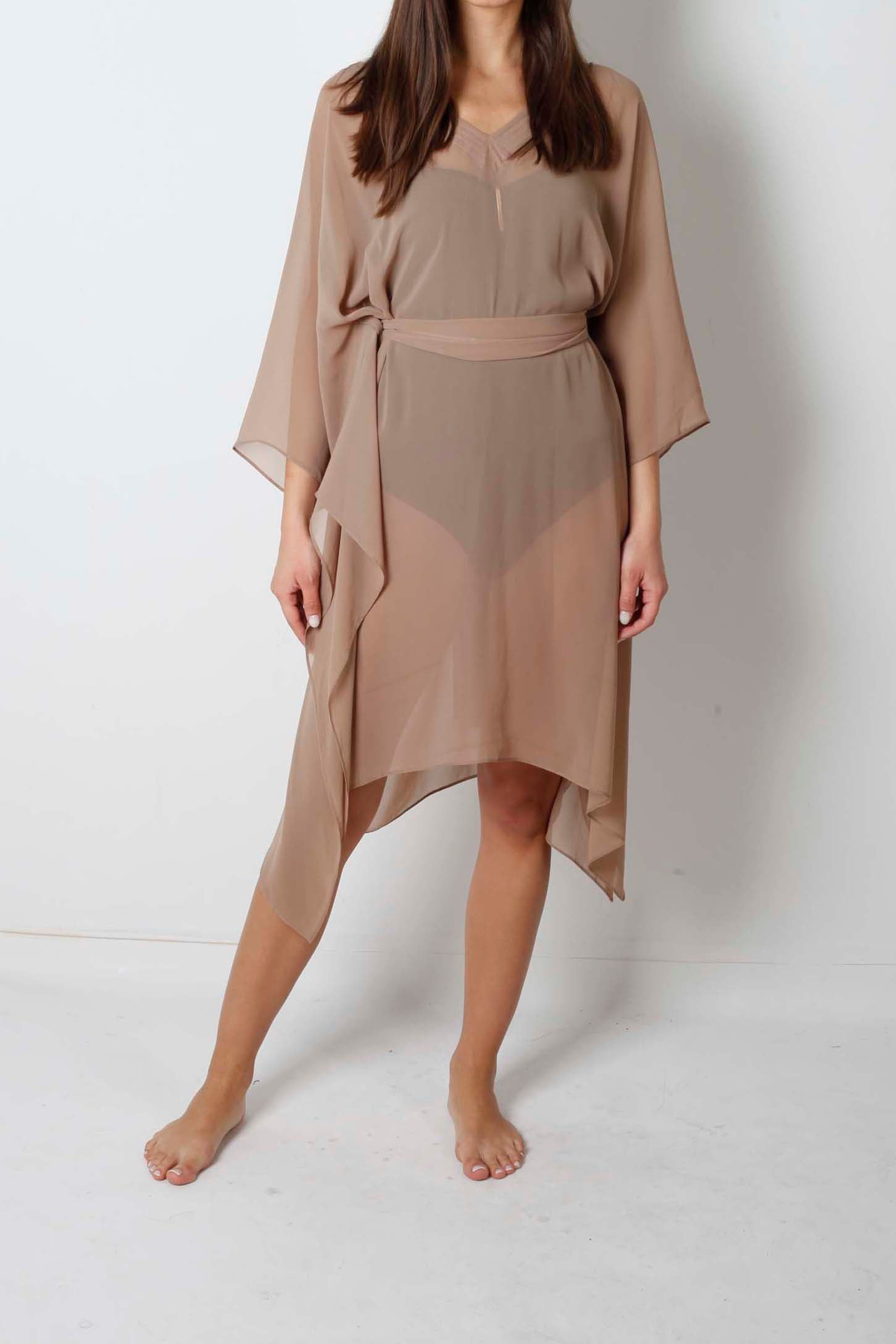 Beige Chiffon Beach Kaftan