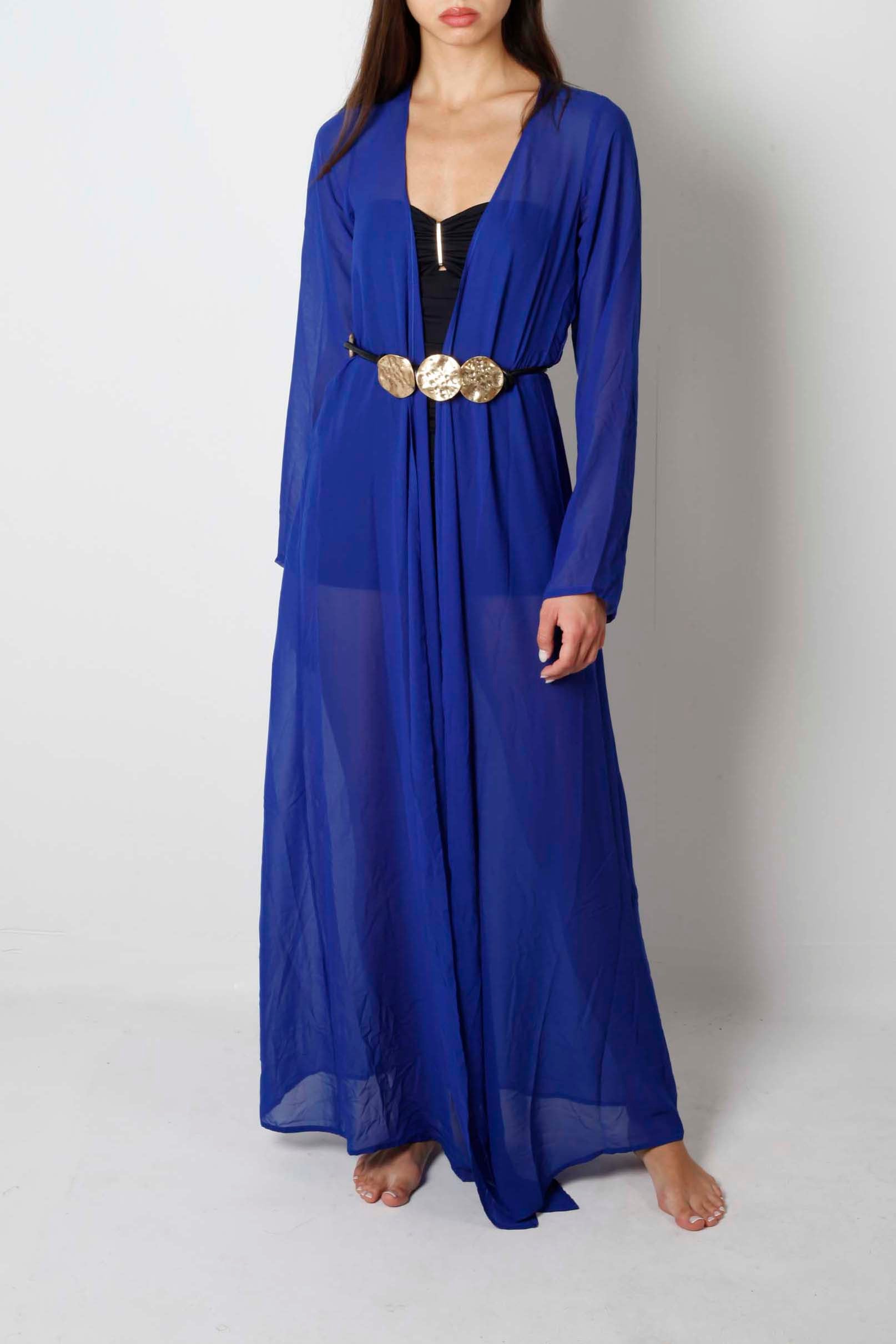 Cobalt Blue Long Open Beach Kaftan