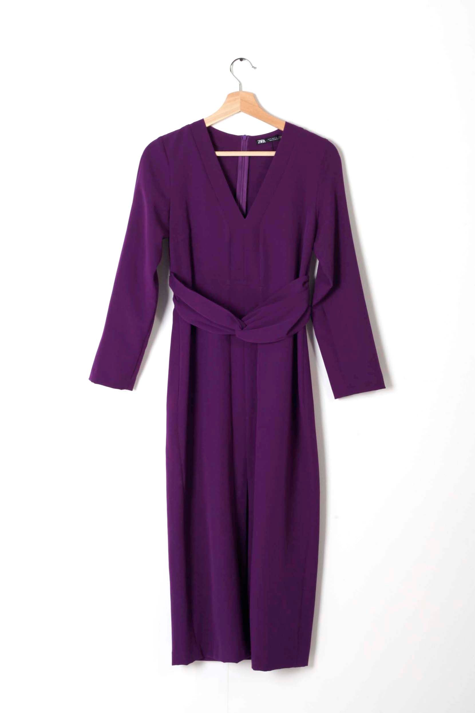 Purple Long-Sleeved Shift Dress