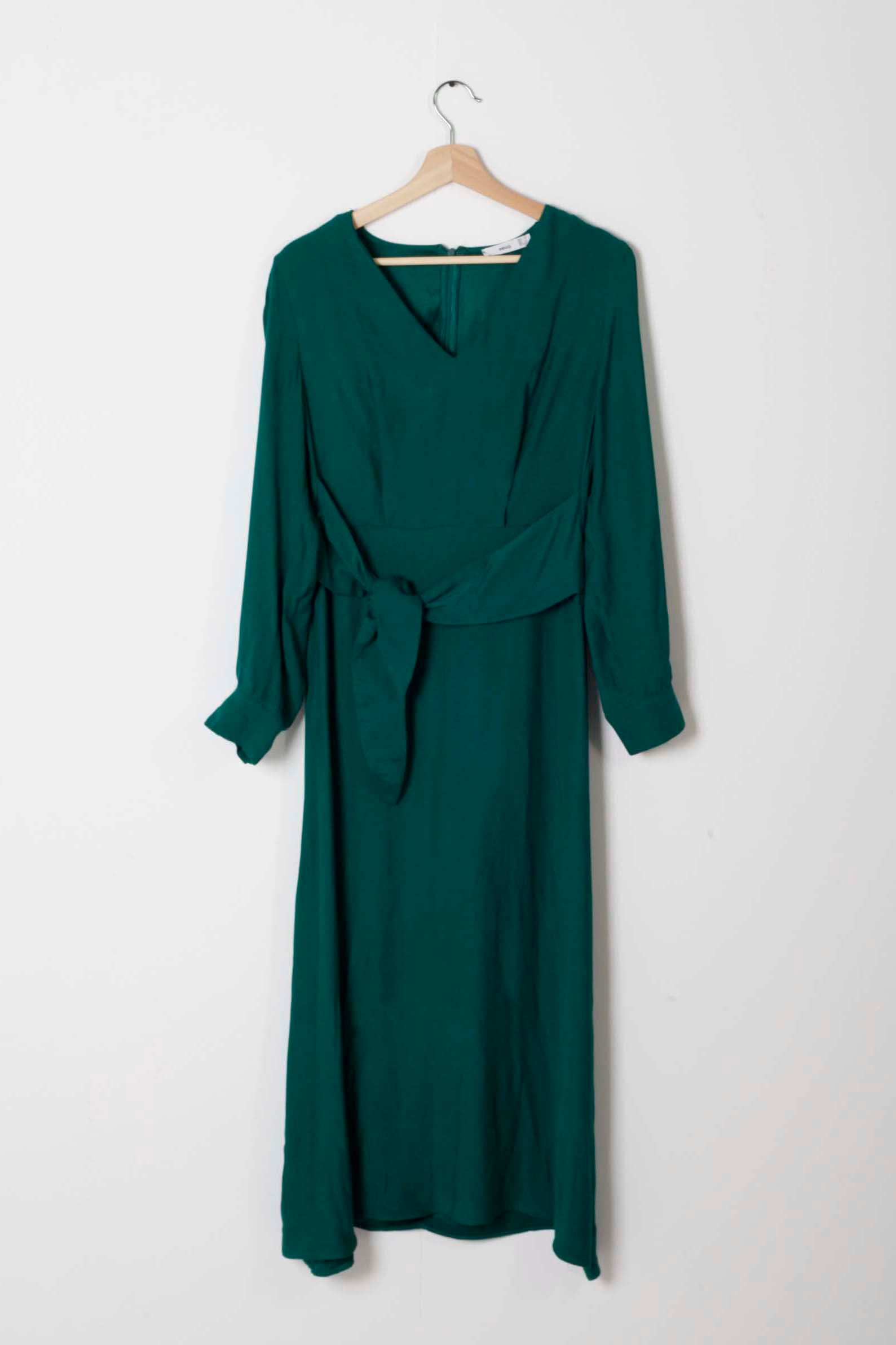 Green Tie-Waist Midi Dress (Eu38)