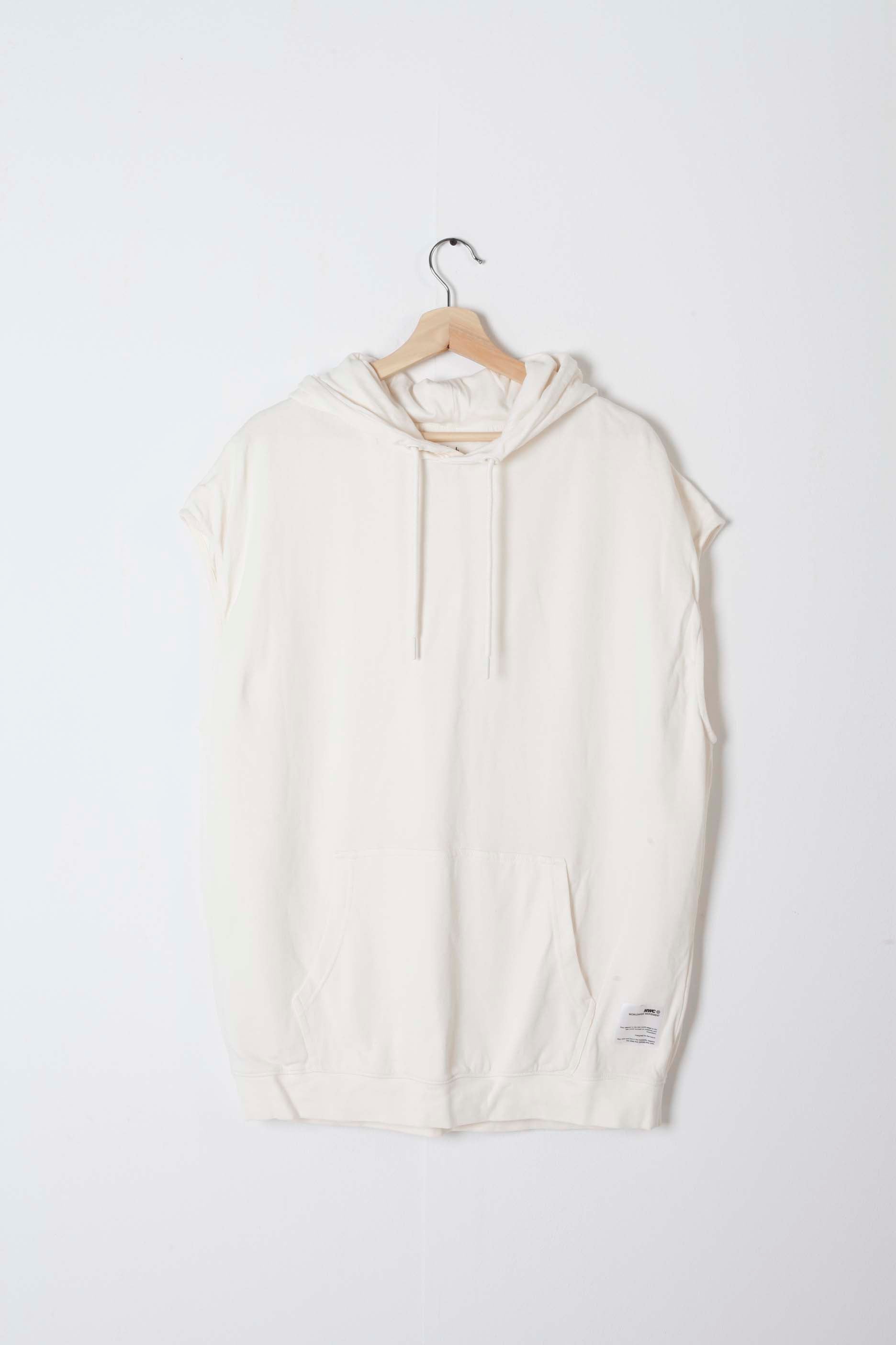 White Sleeveless Hooded Top