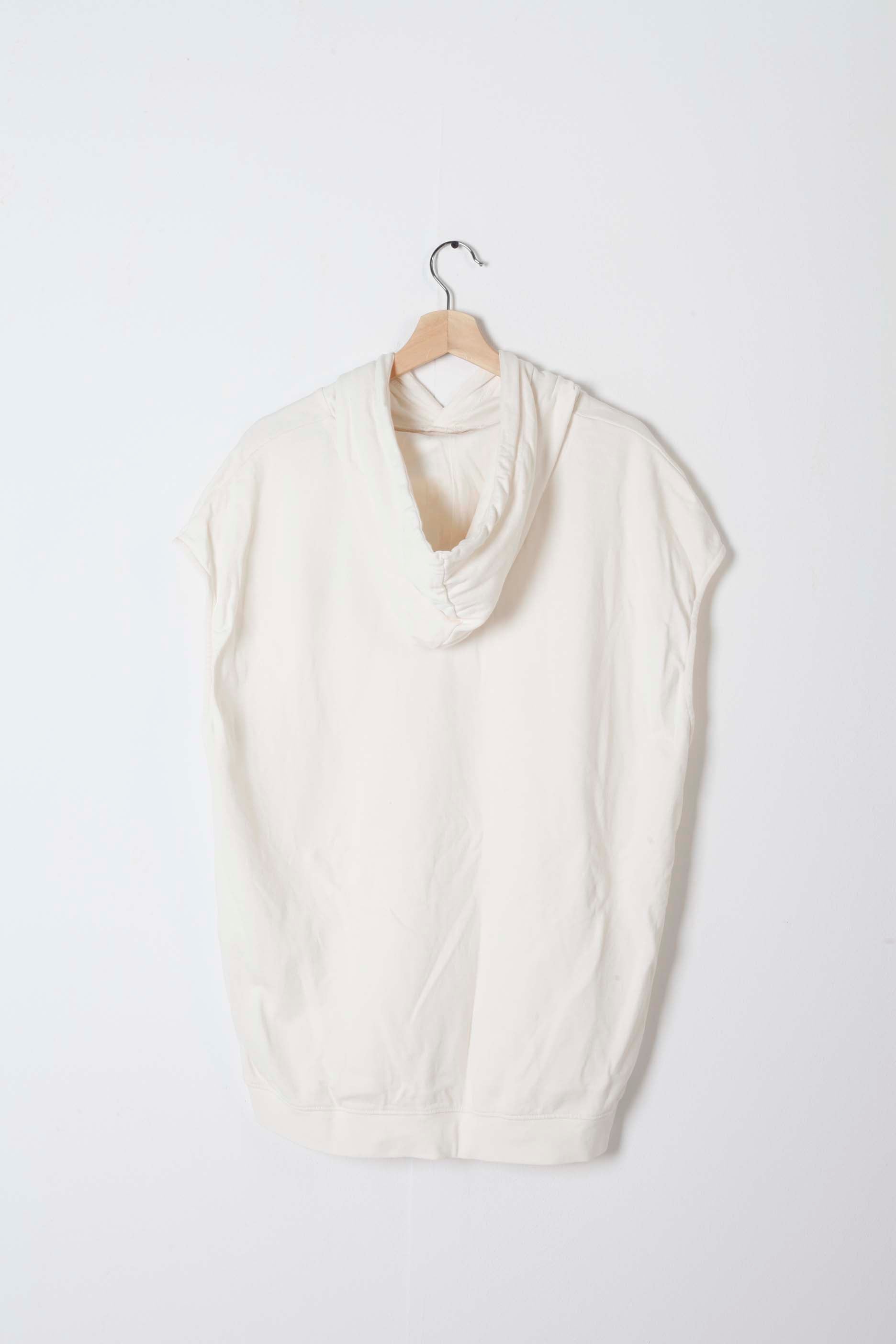 White Sleeveless Hooded Top