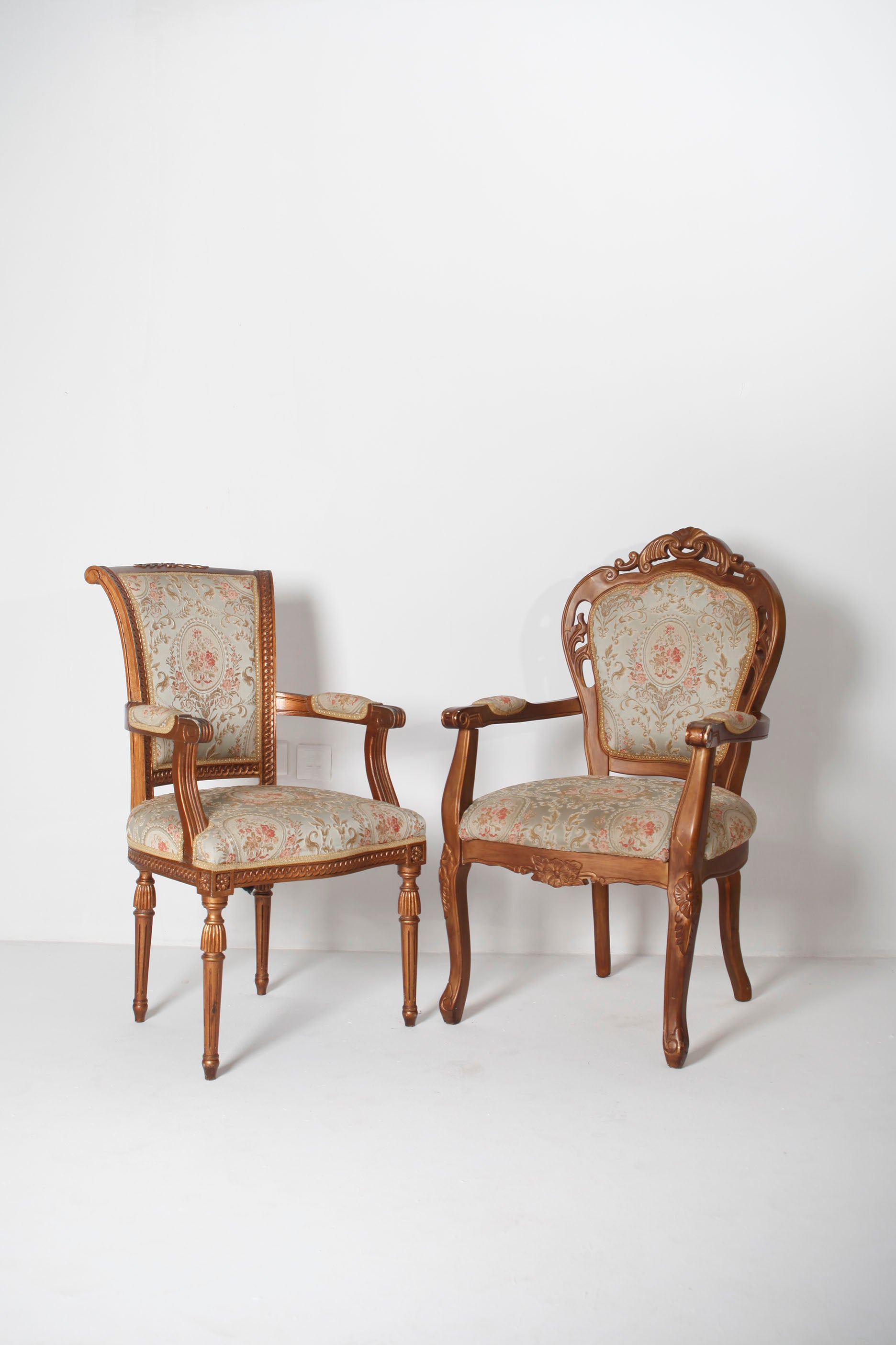 Wooden Baroque Style Jacquard Chair (1 piece available)