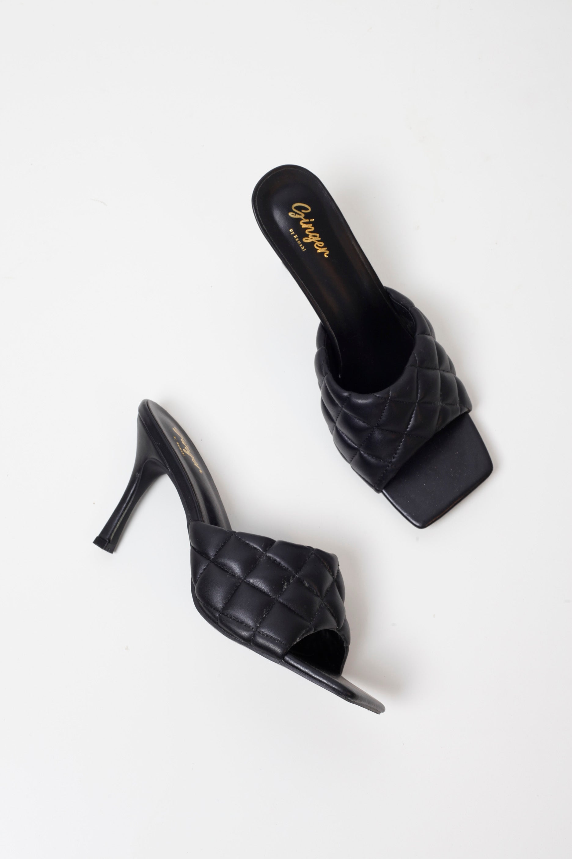 Black Intrecciato Heeled Mules