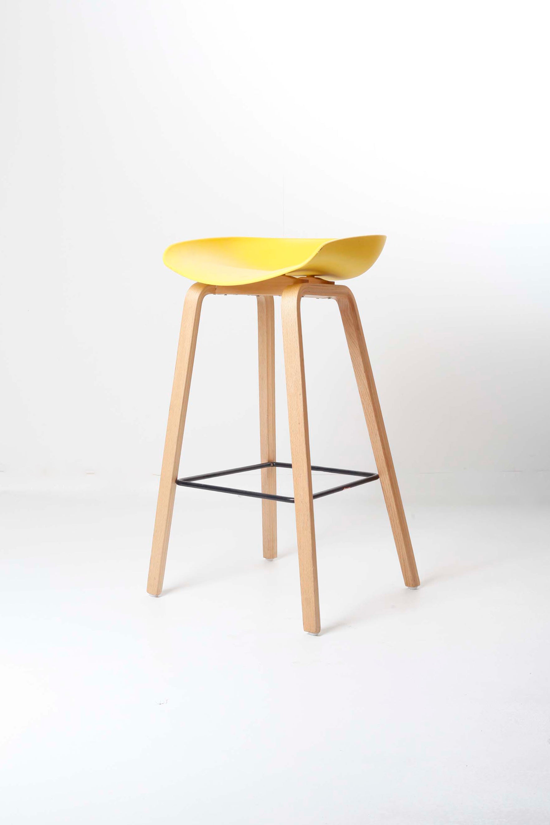 WOODEN BAR STOOL WITH YELLOW SEAT