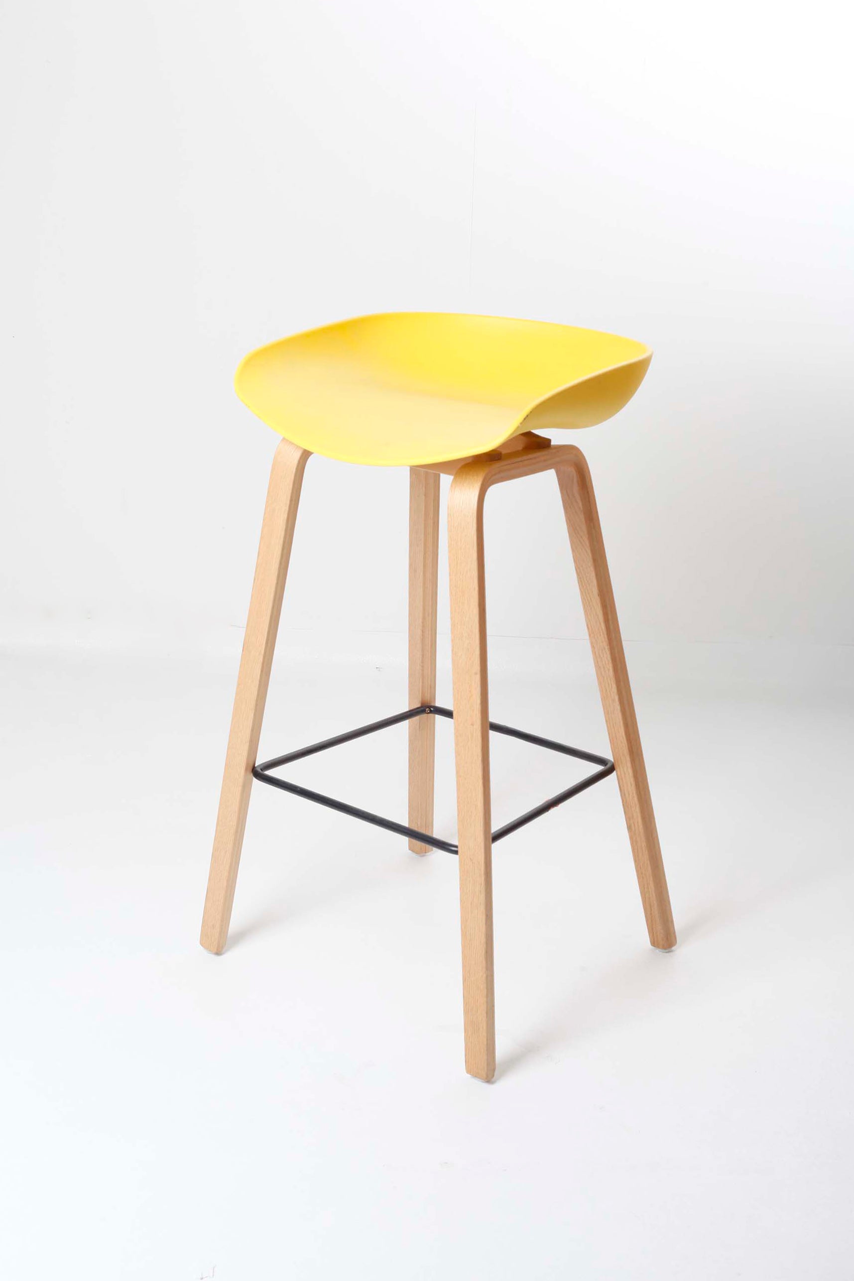 WOODEN BAR STOOL WITH YELLOW SEAT