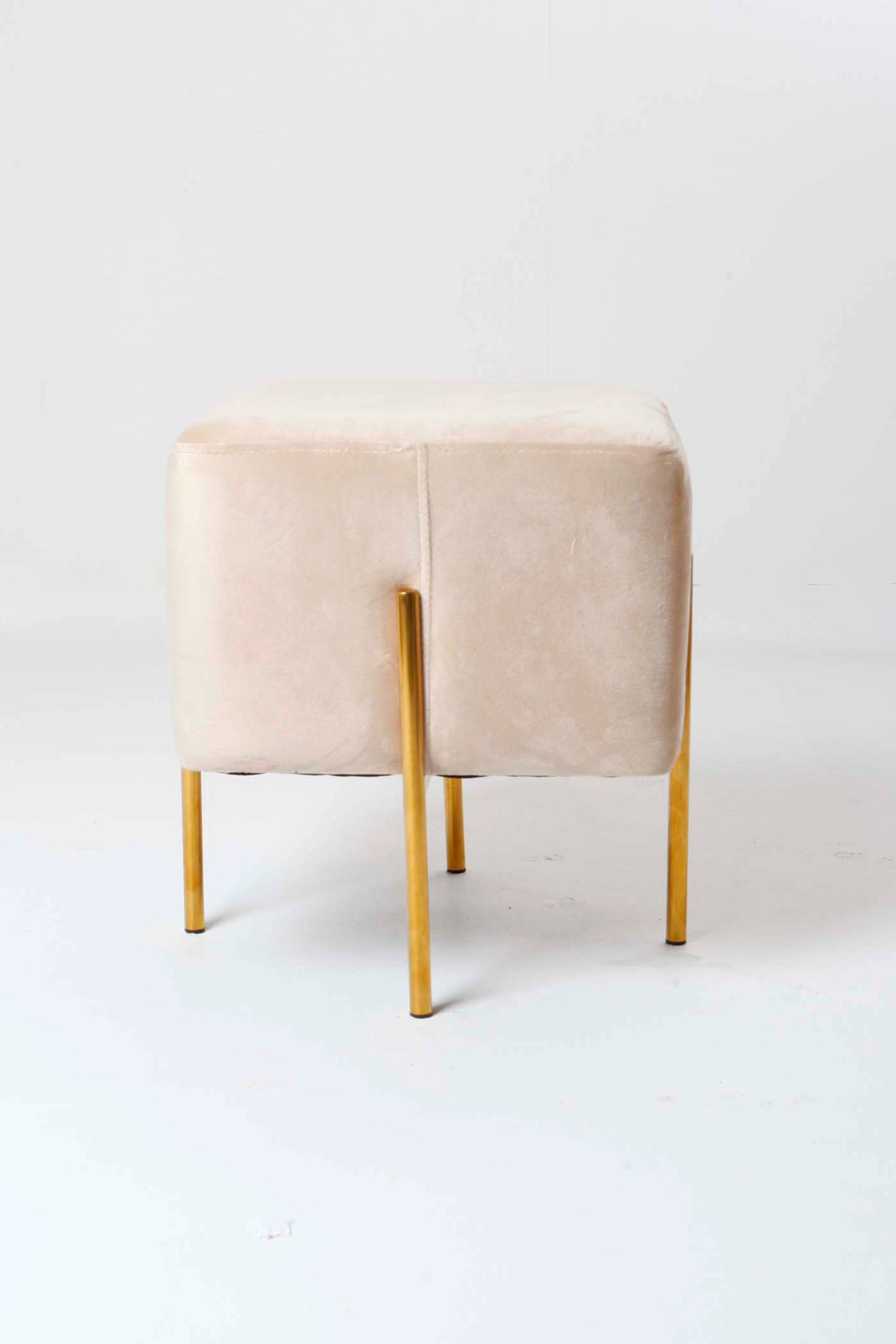 BLUSH PINK VELVET STOOL WITH BRASS LEGS