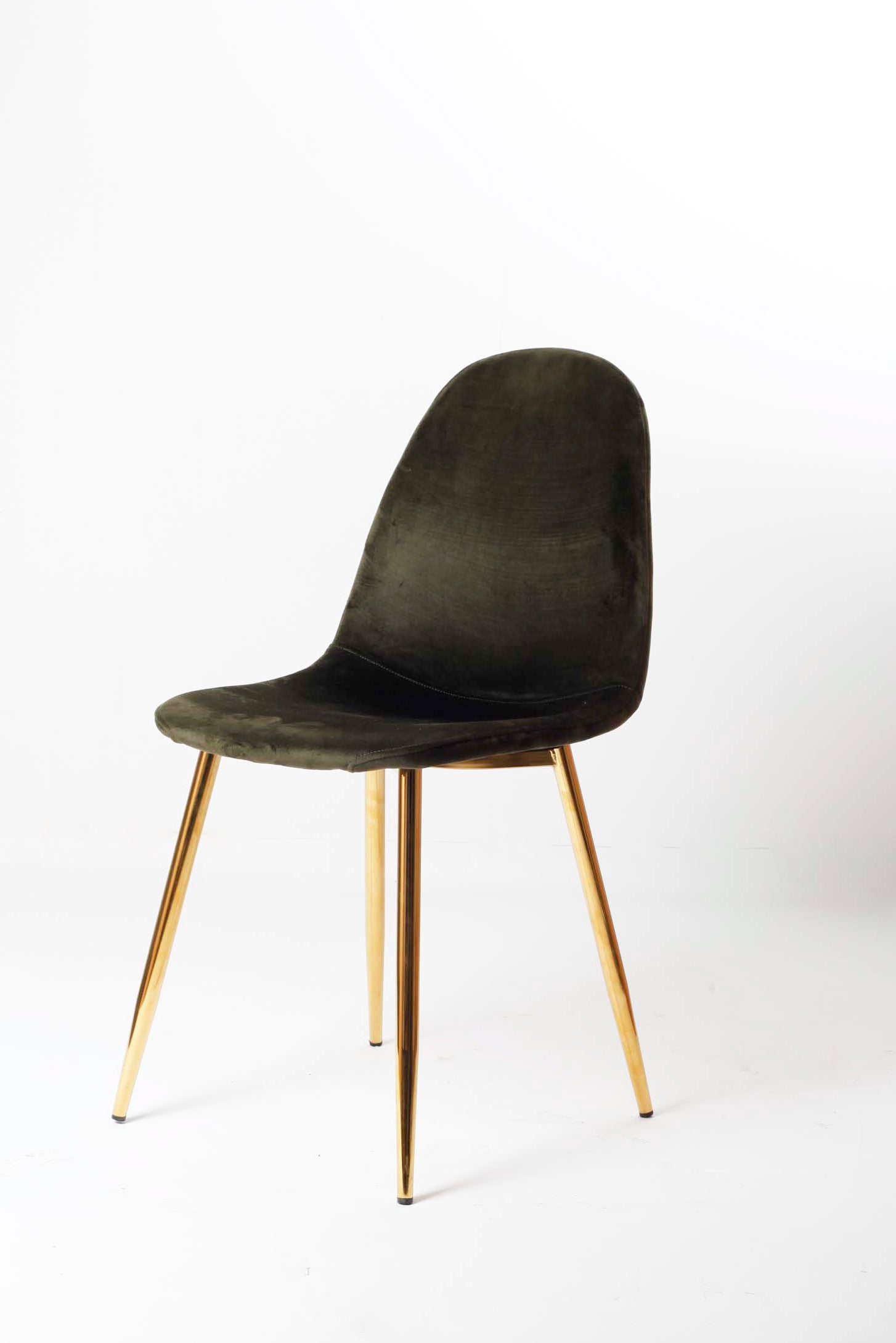 DARK GREEN SCANDINAVIAN STYLE VELVET DINING CHAIR WITH GOLD LEGS (4 pieces available)