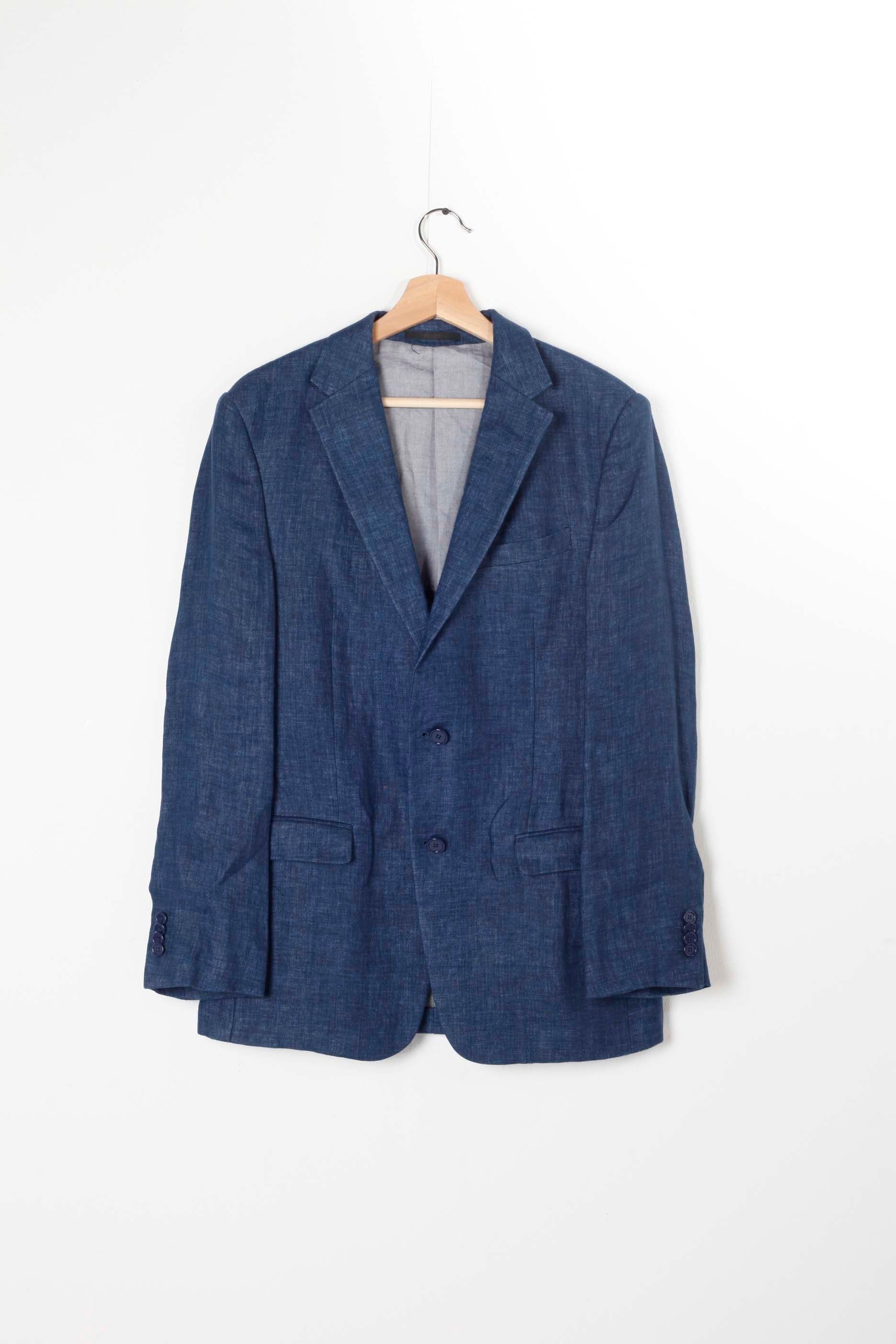 Premium Z Zegna Designer Blue Linen Blazer (Eu50)