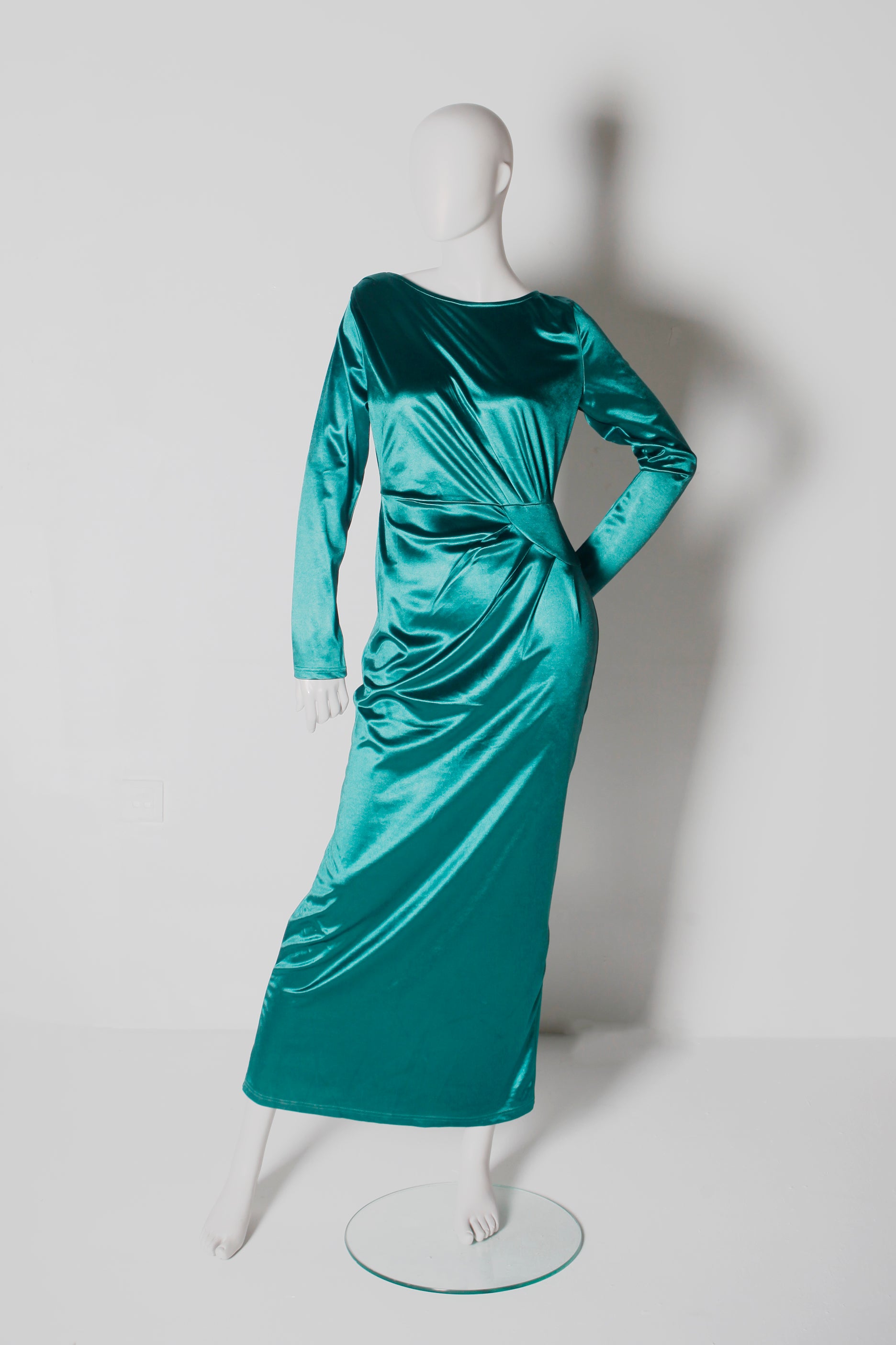 Full-length Emerald Stretch Satin Gown (Eu36-38)