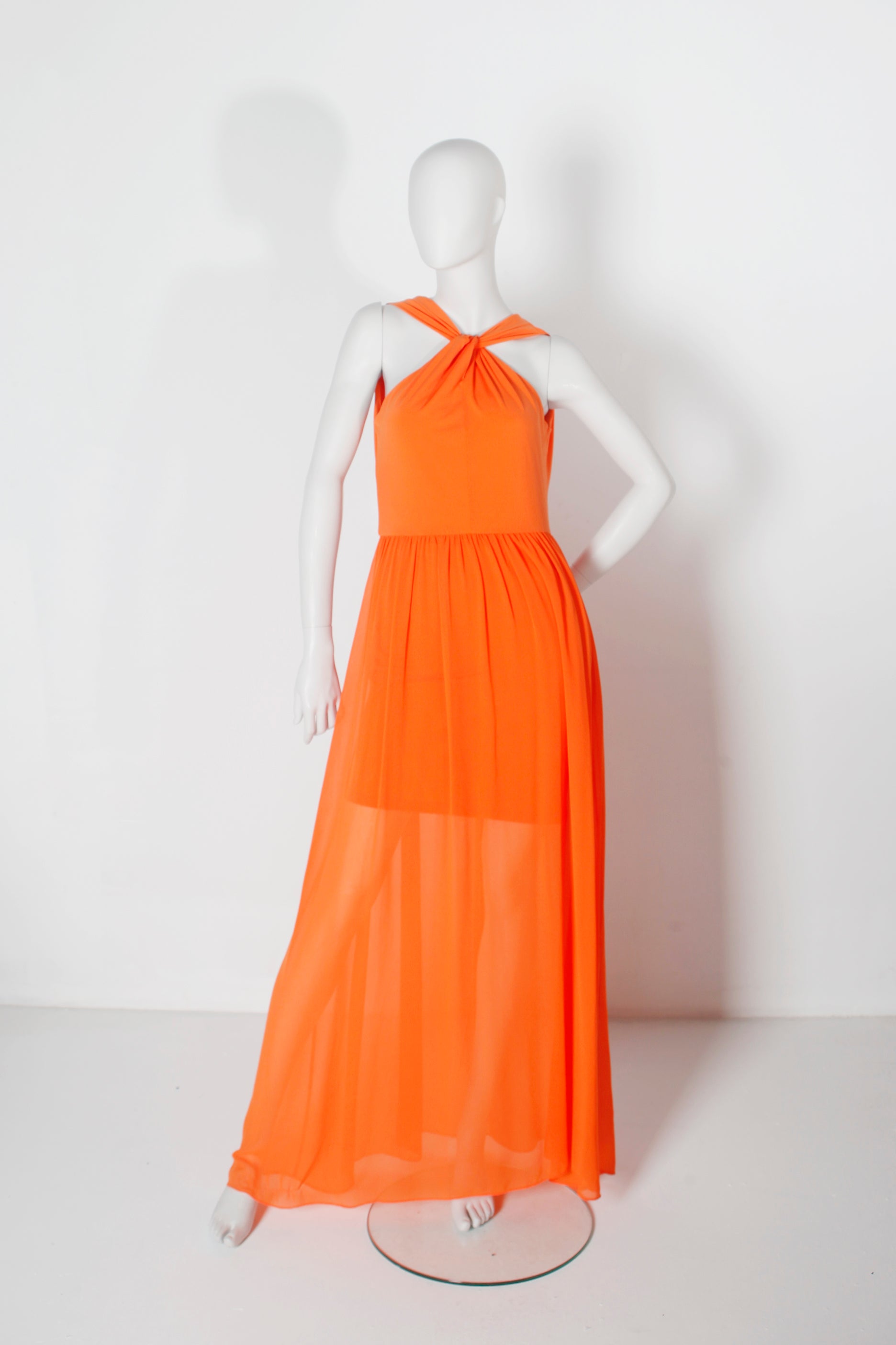 Orange Chiffon Maxi Dress