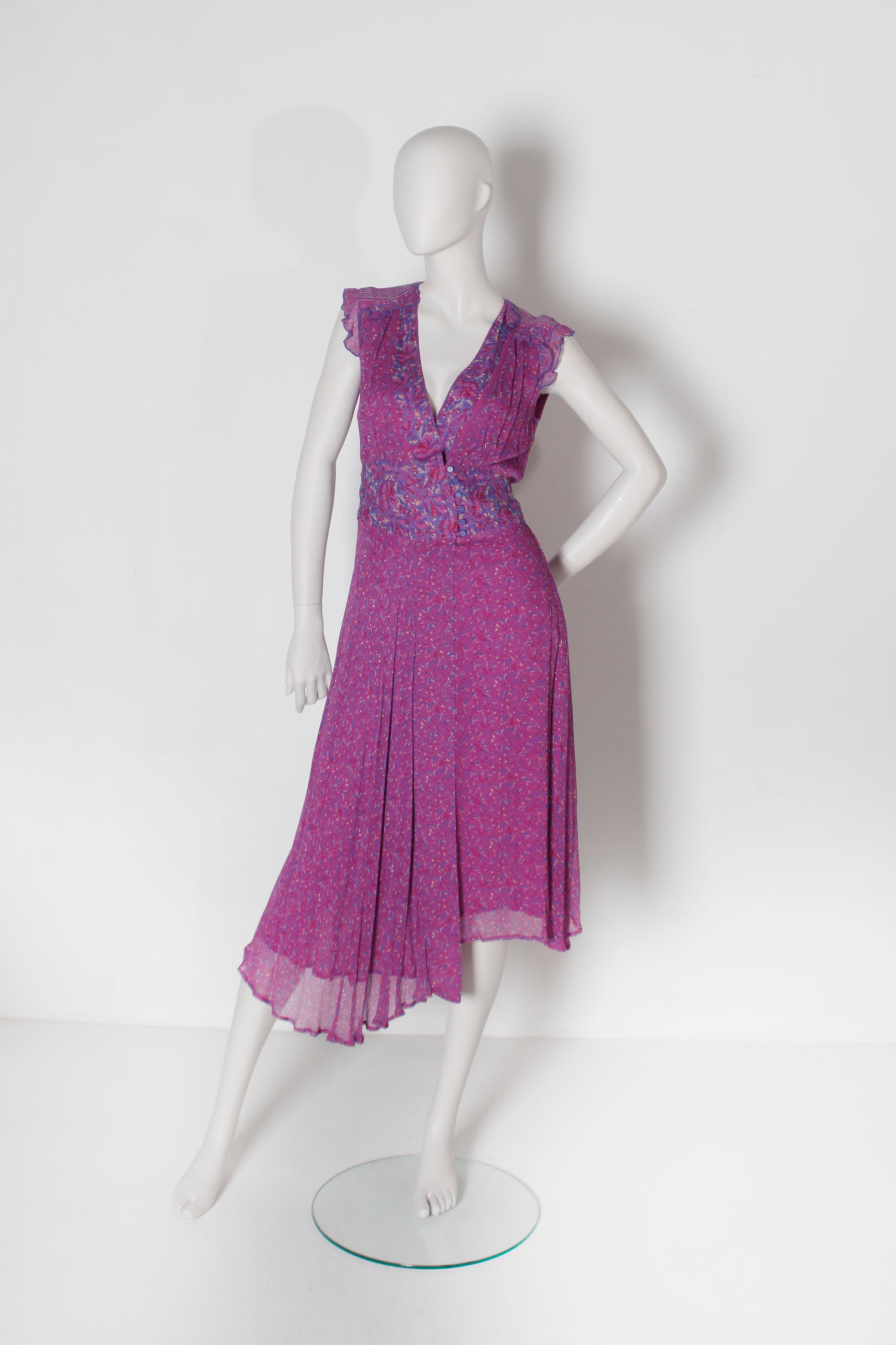 B&SH Purple Floral Sleeveless Dress (Small)