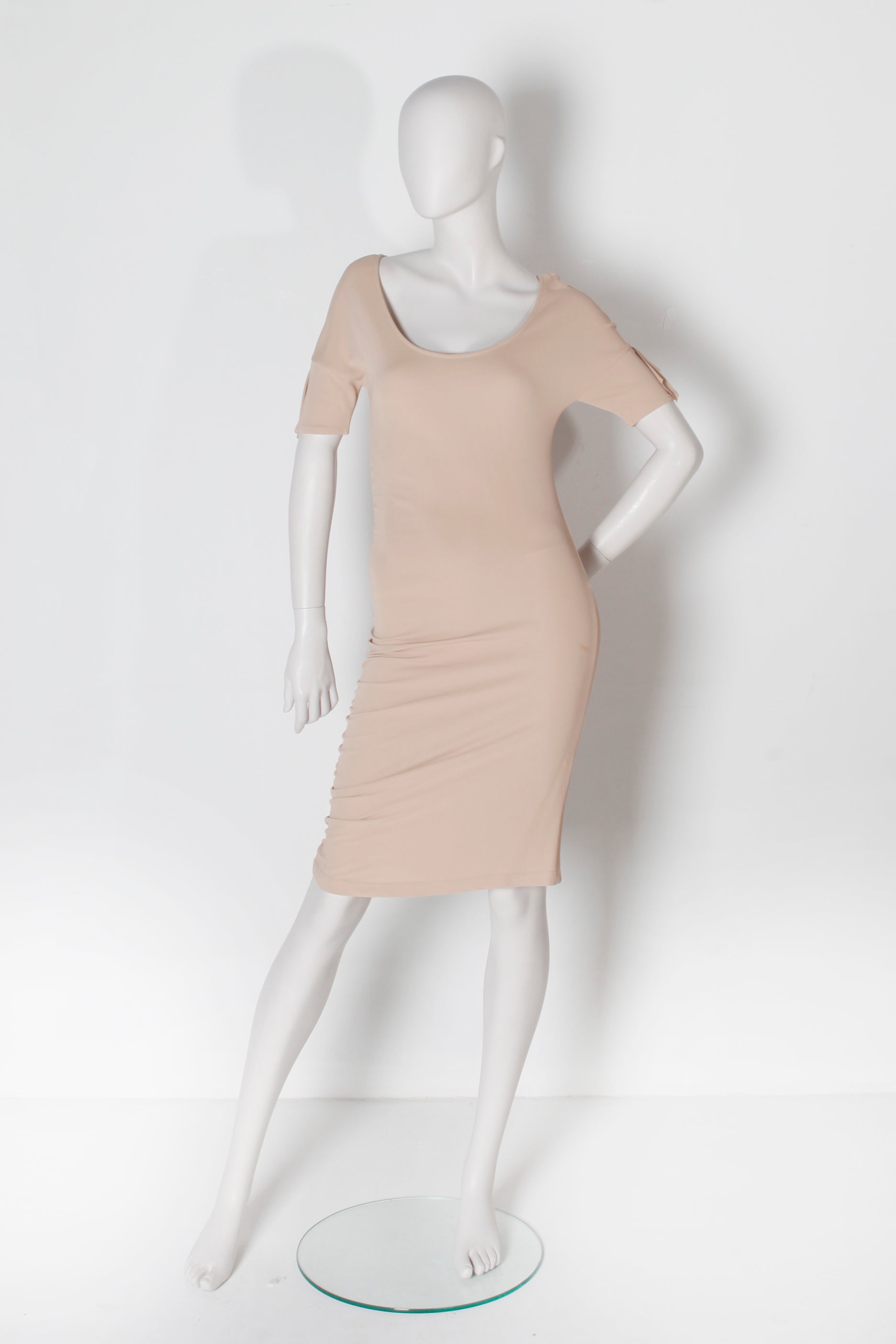 Body-Con Nude Dress with Ruching (Eu36-38)