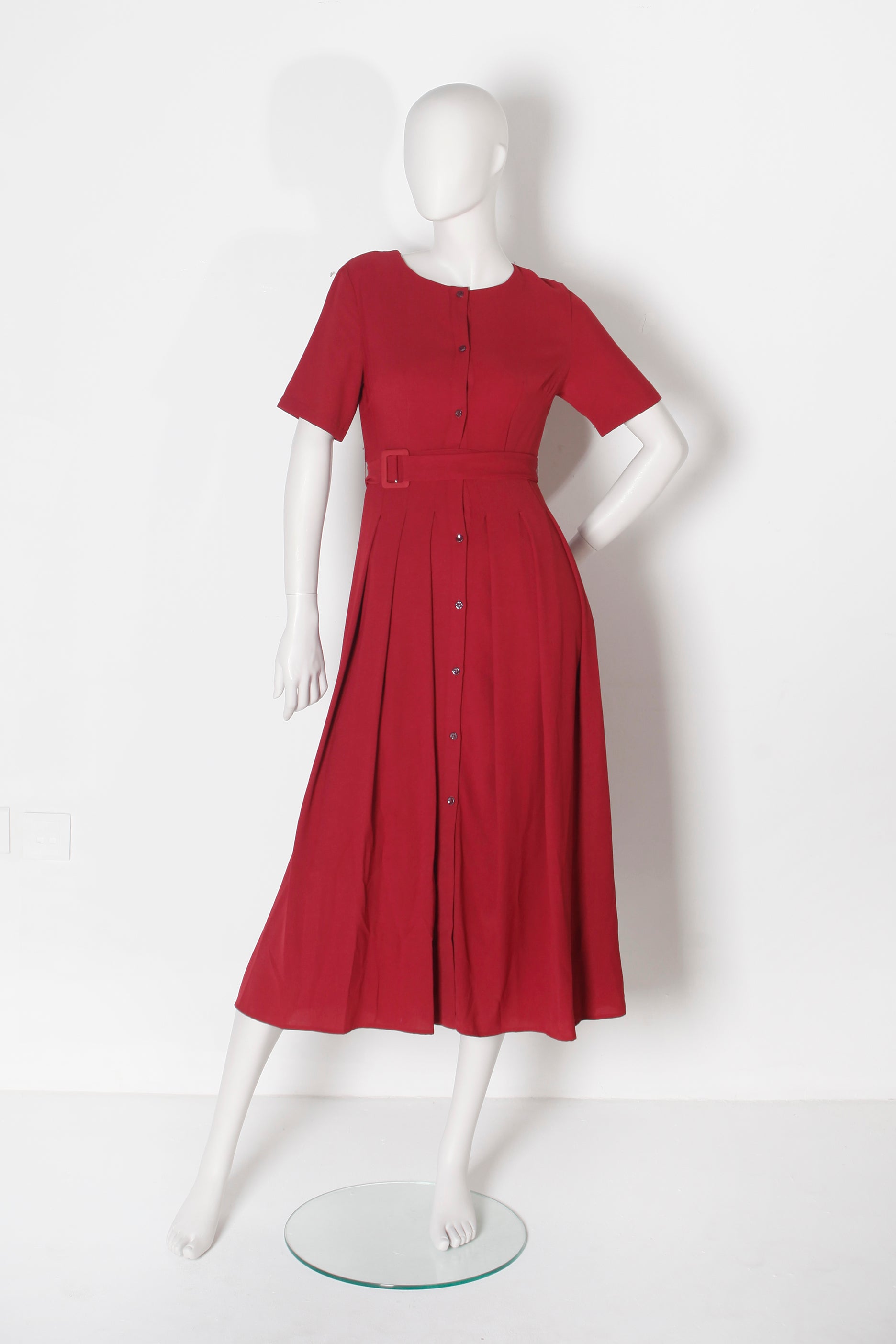 Red Belted Midi Dress (medium)