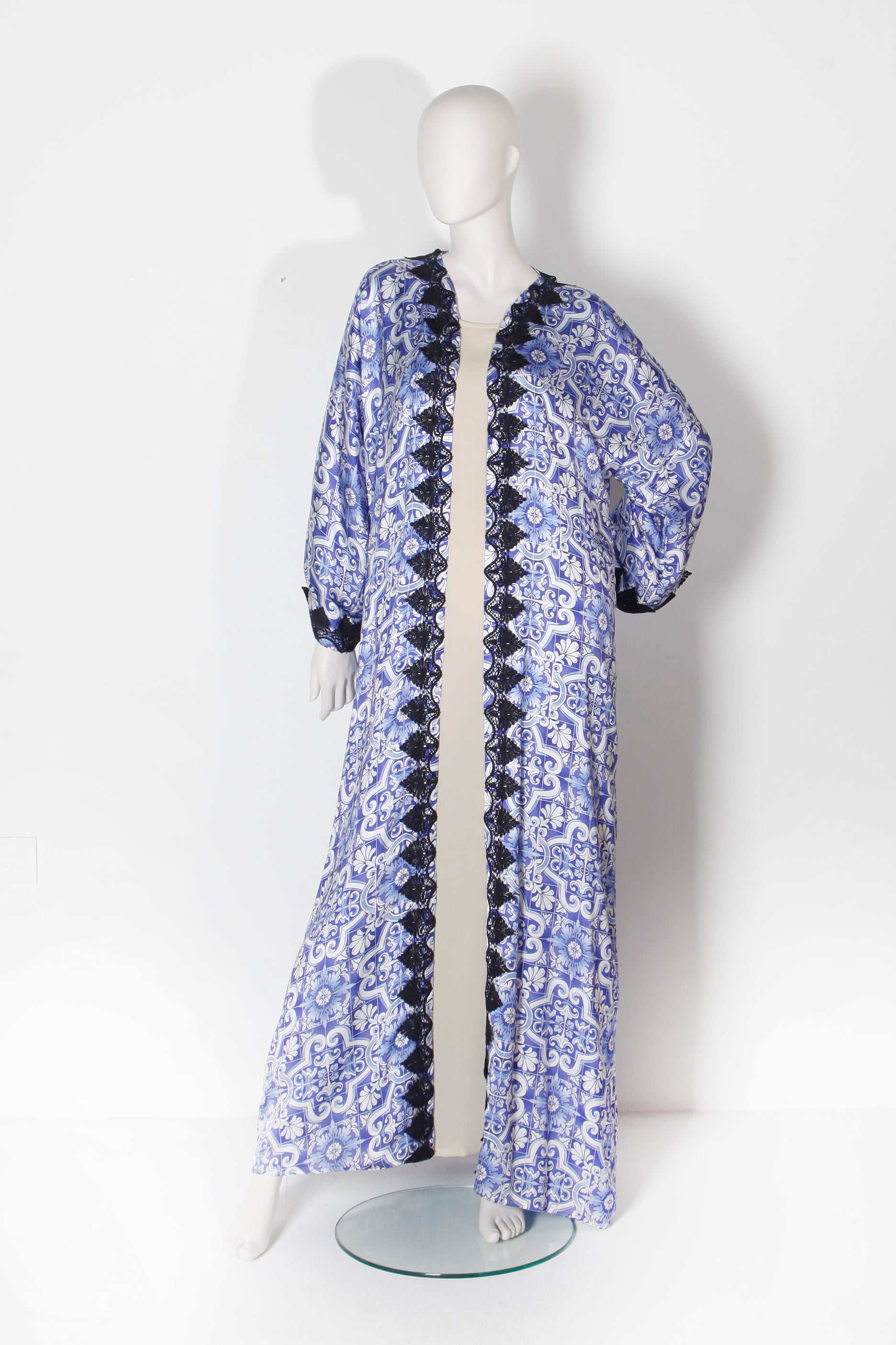 Blue printed abaya