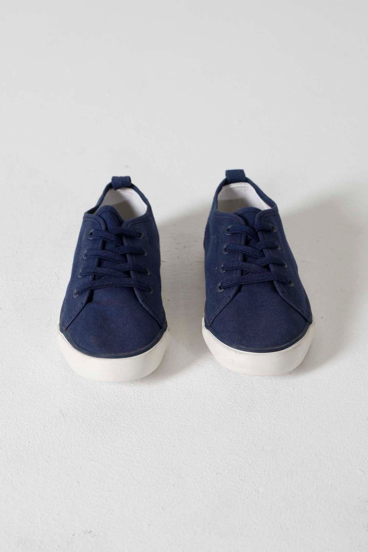 Kids Navy Blue Lace-Up Sneakers