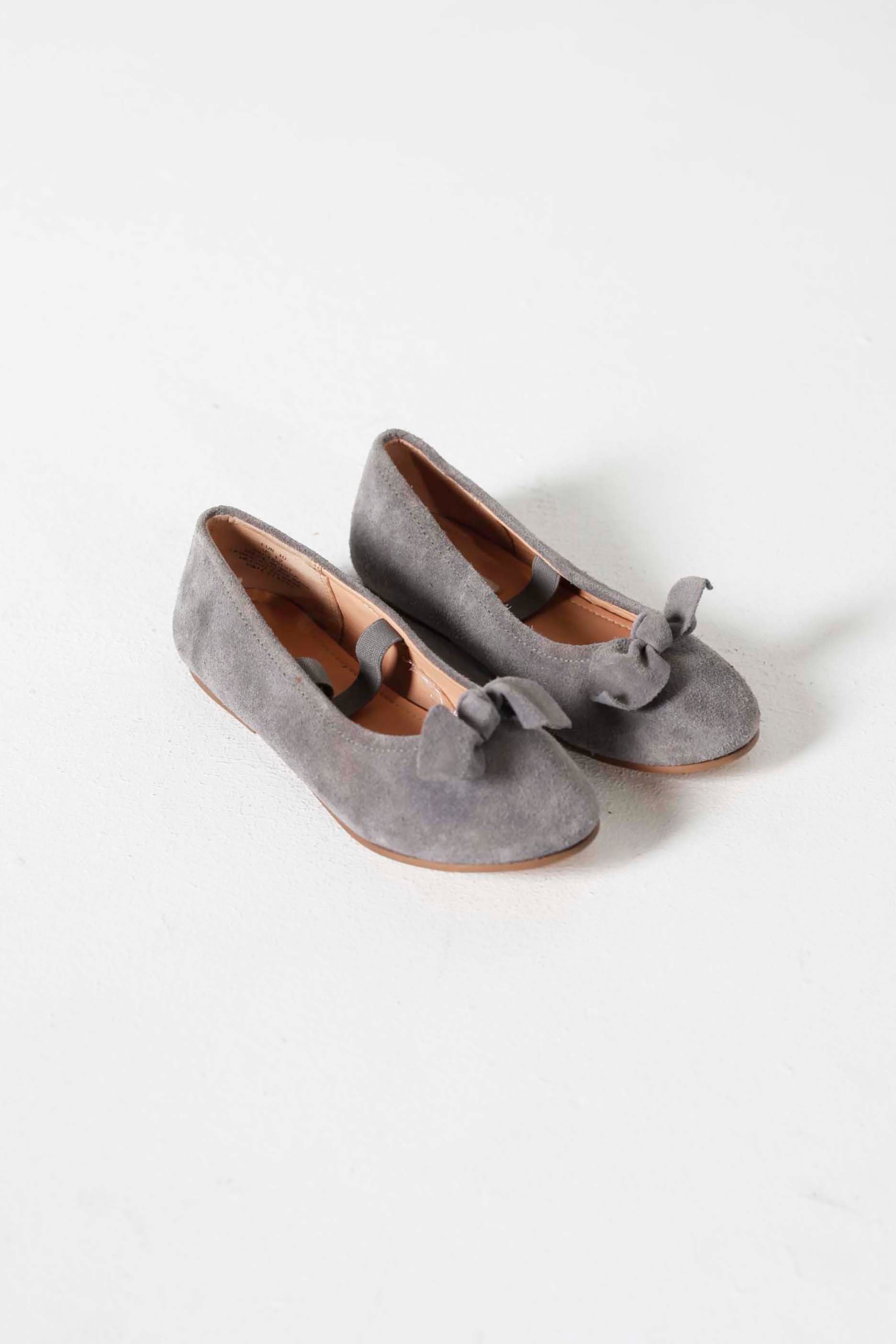 Girls Grey Velvet Flats