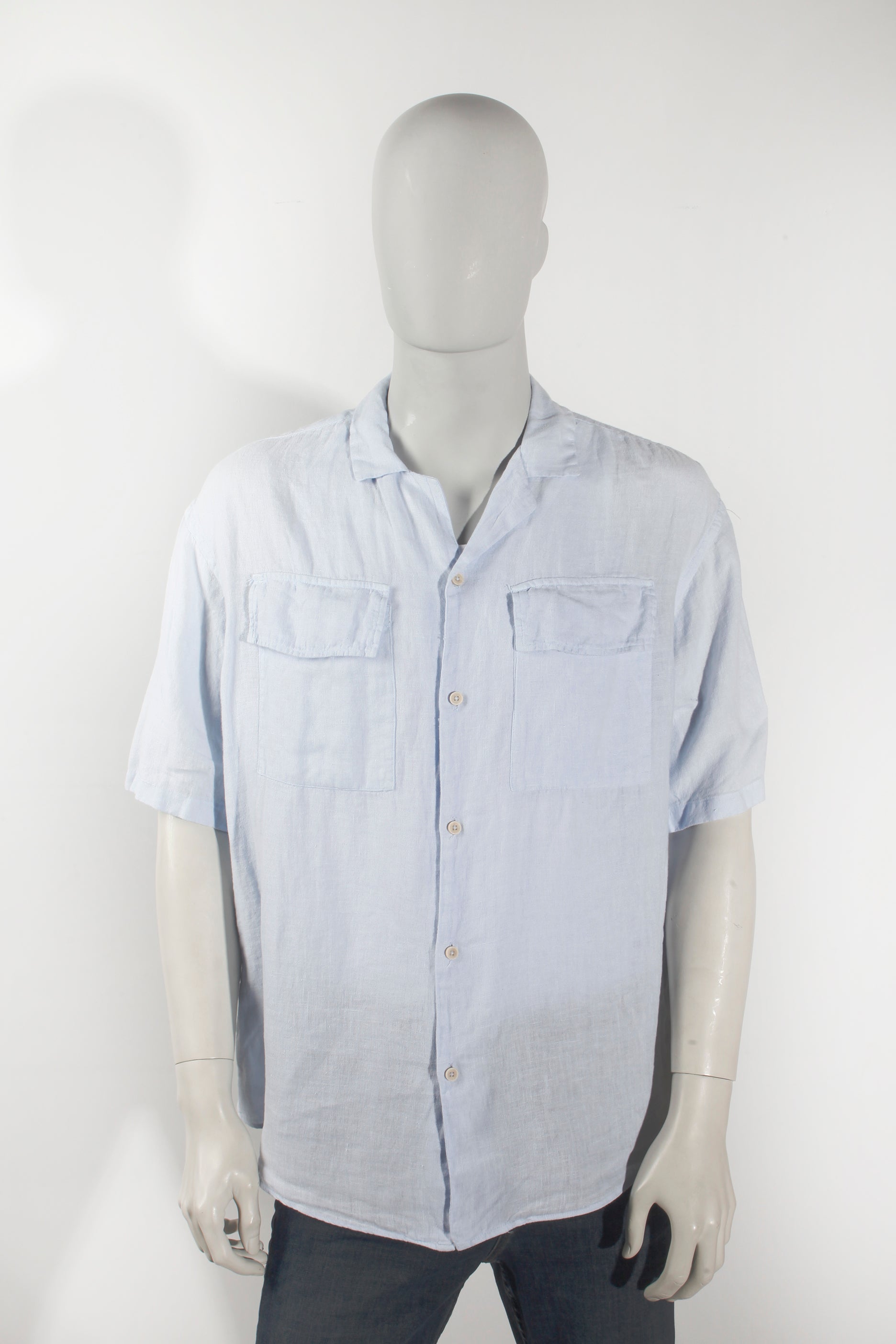 Mens Light Blue Linen Shirt (Medium)