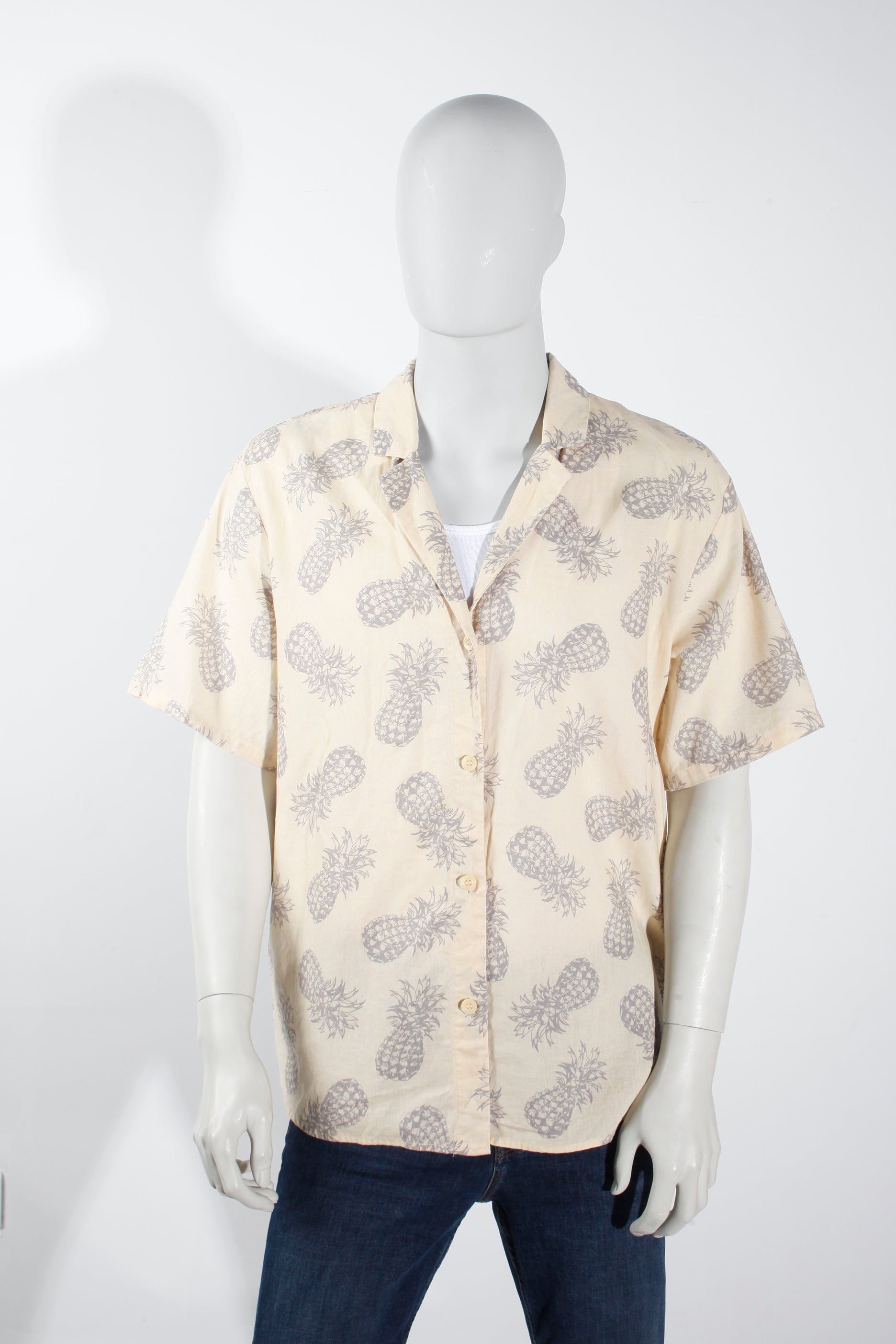 Yellow Pineapple Print Shirt (Medium)