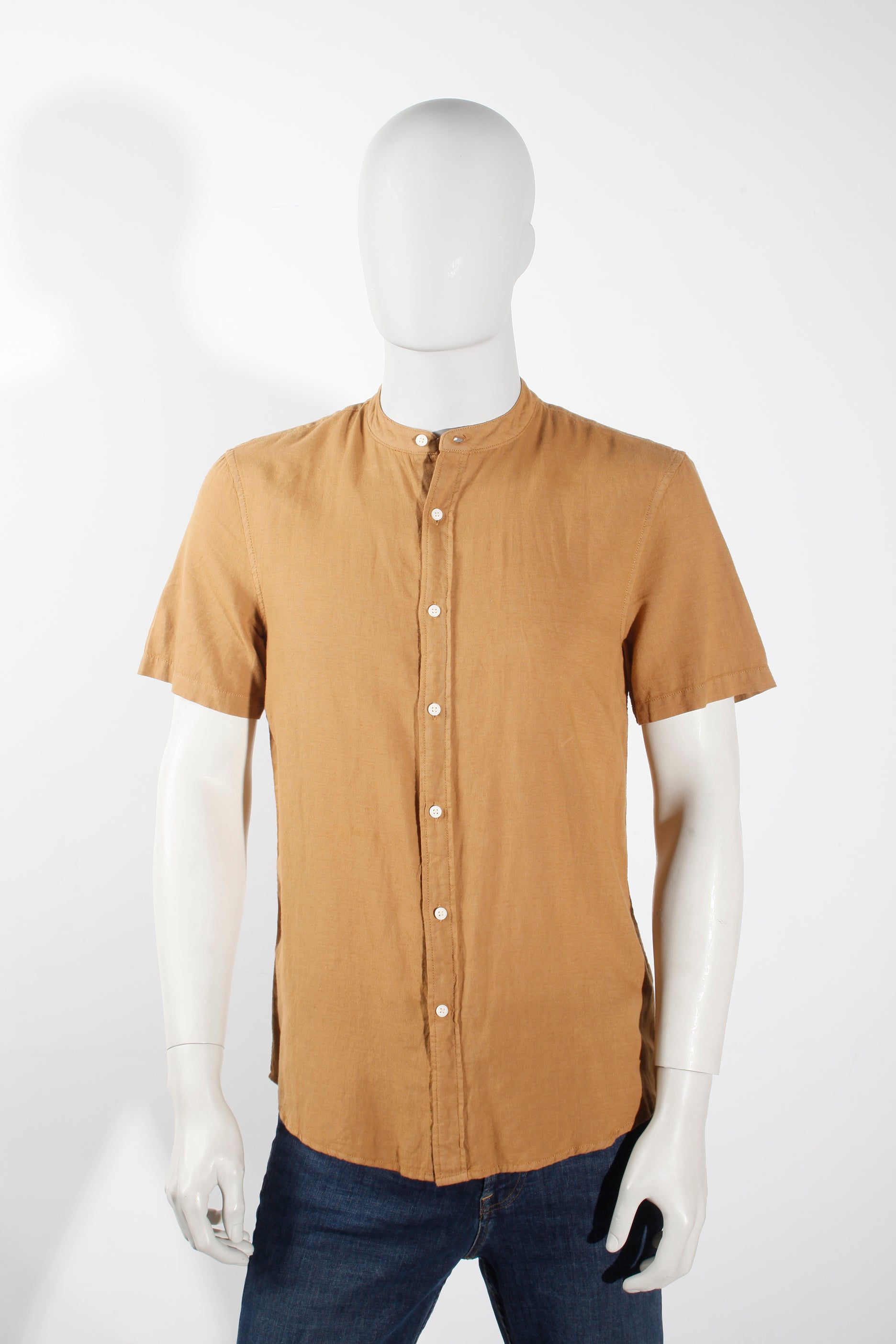 Mens Beige Shirt with Chinese Collar (Medium)