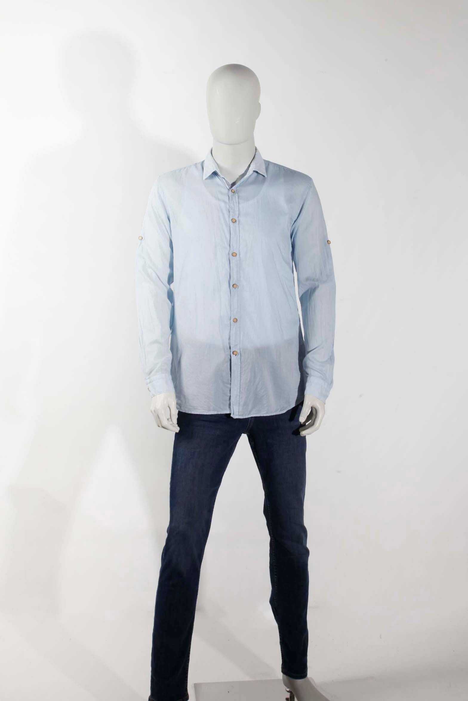 Mens Blue Linen Shirt (Large)