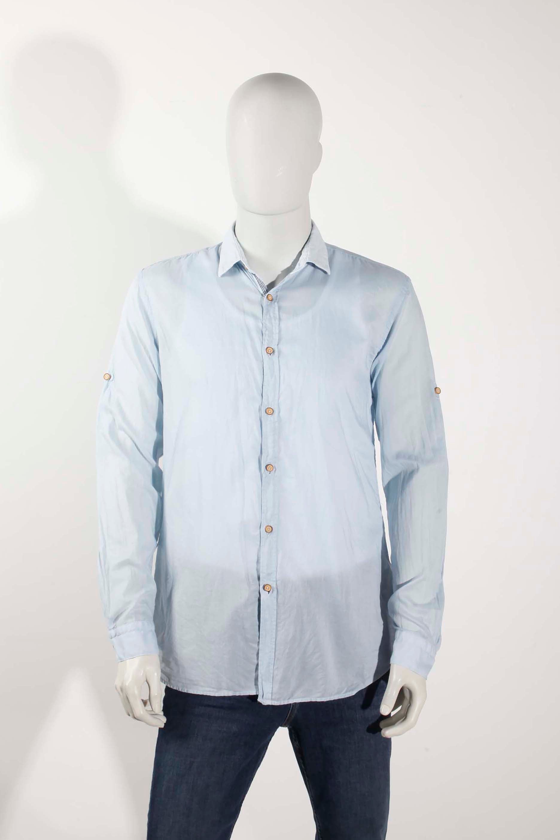Mens Blue Linen Shirt (Large)