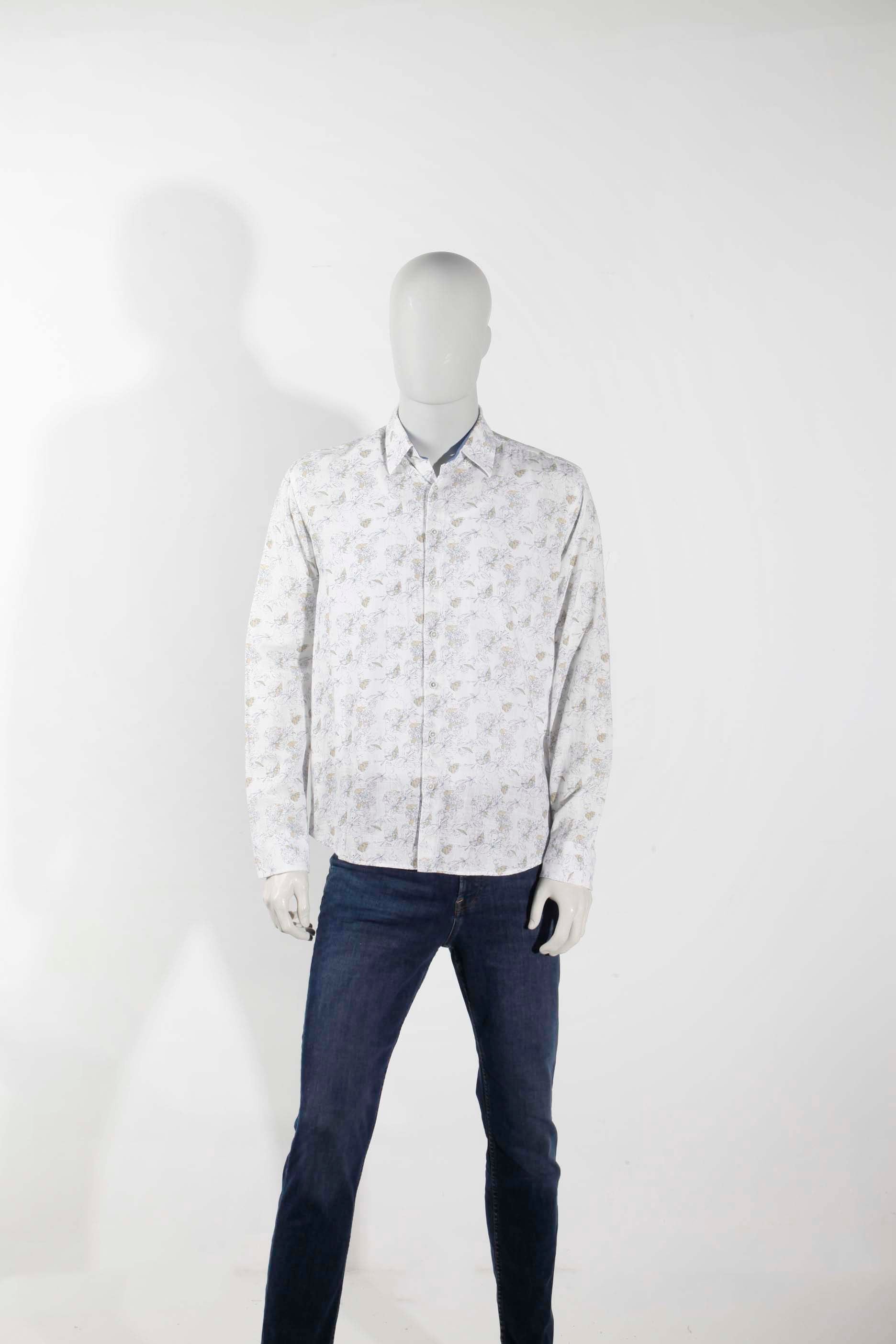 Mens White Floral Shirt (Large)