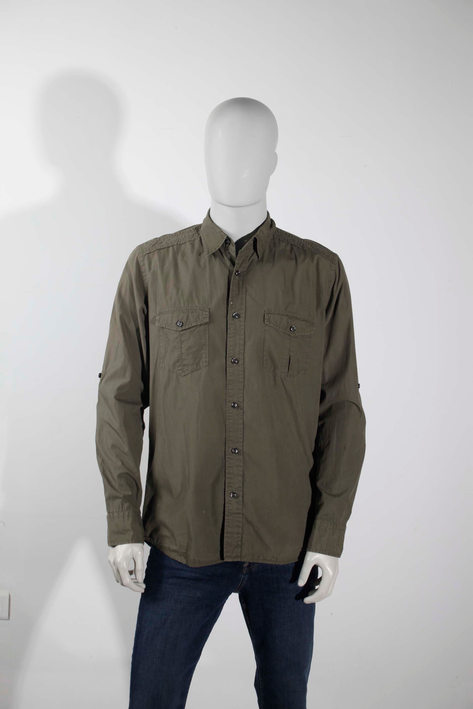 Mens Dark Khaki Green Shirt (Large)