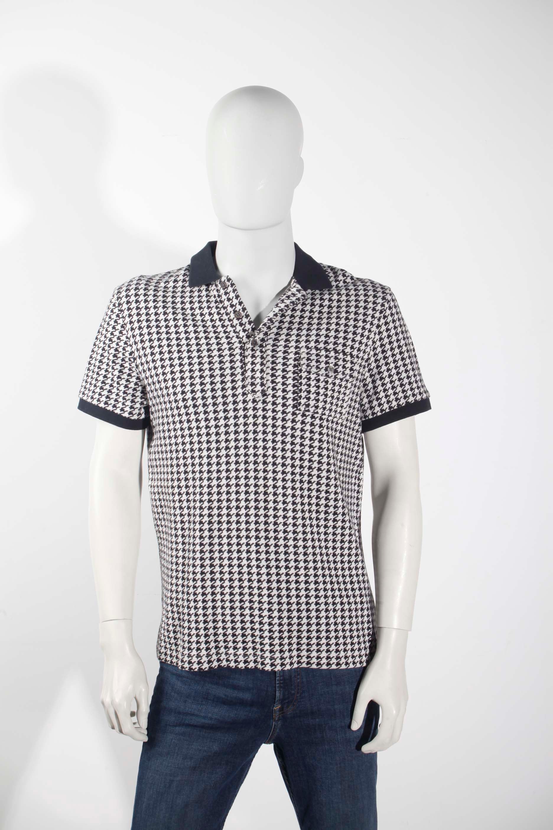 Mens Houndstooth Check Polo Shirt (Medium)