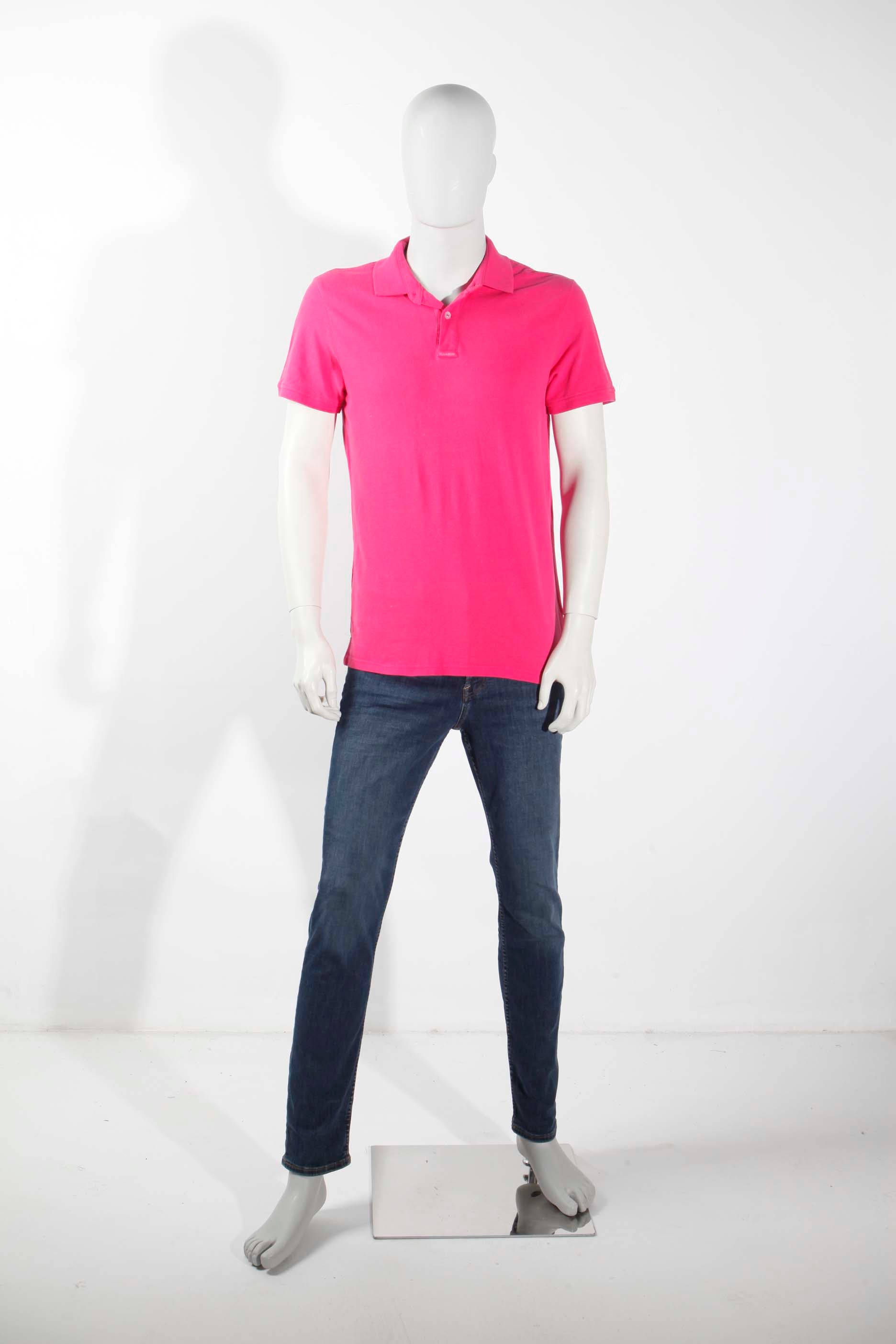 Mens Bright Pink Polo Shirt (Large)