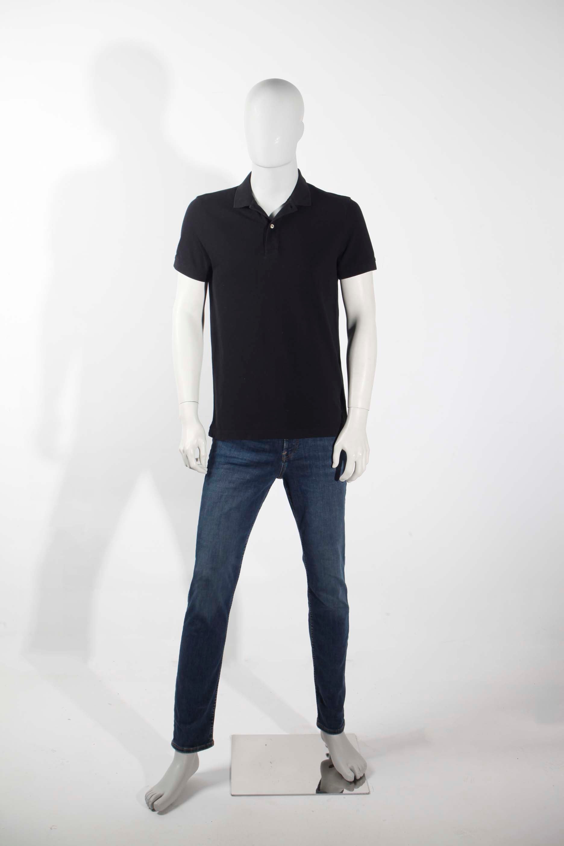 Mens Massimo Dutti Black Polo Shirt (Medium)