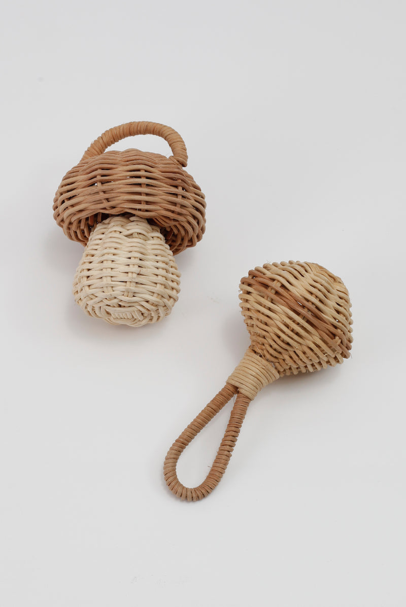 Rattan Mushroom Rattle & Rattle – ProppedUpRentals
