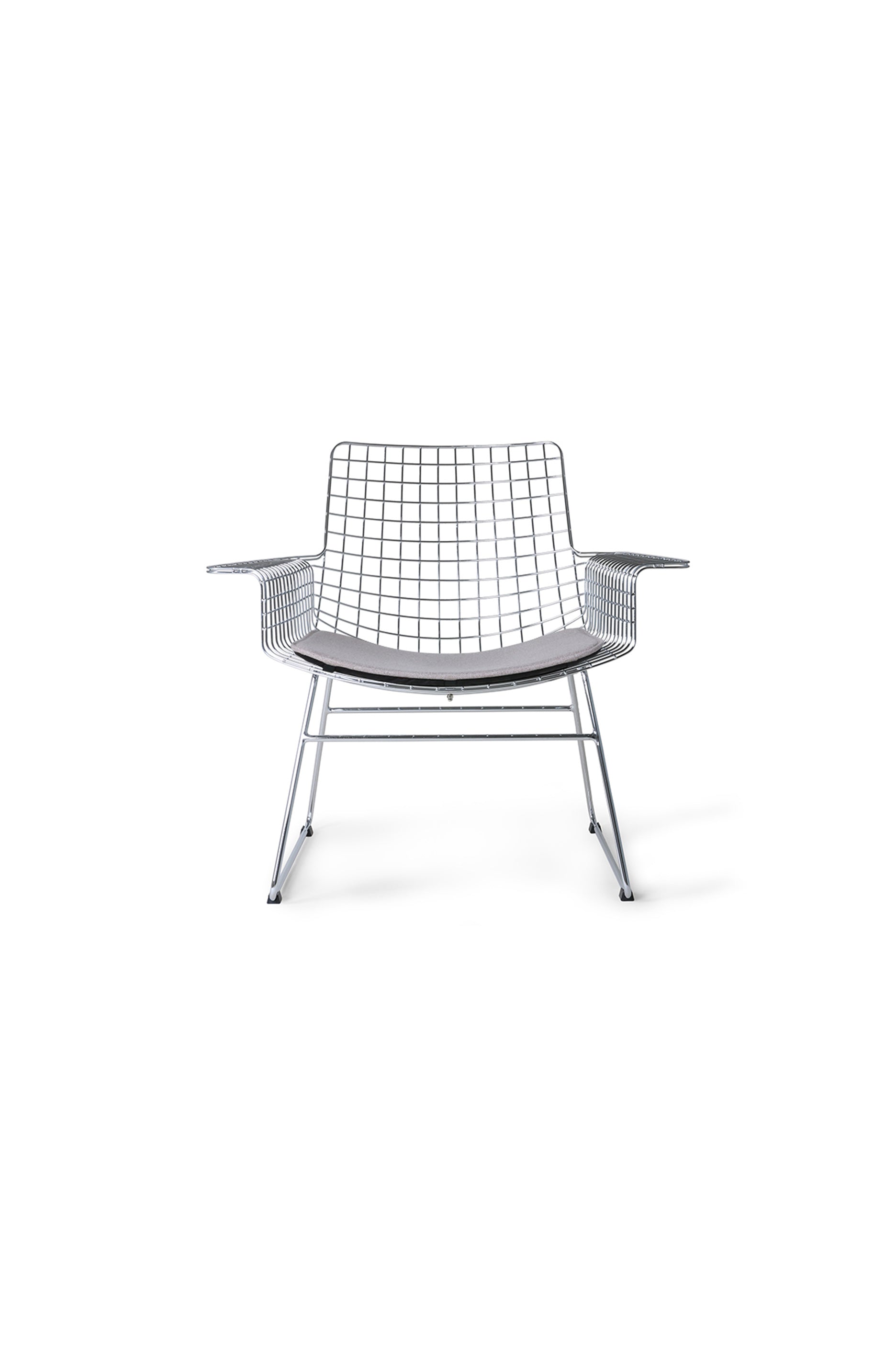 Metal Wire Lounge Chair with Silver Seat Cushion