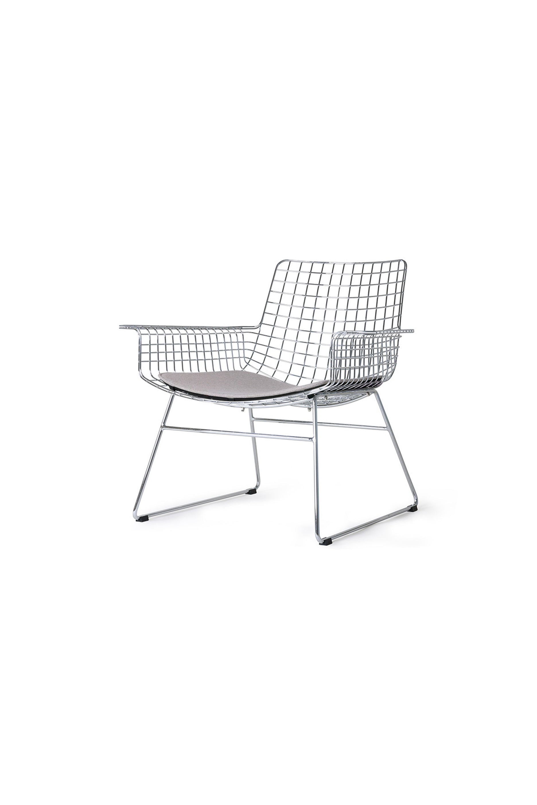 Metal Wire Lounge Chair with Silver Seat Cushion